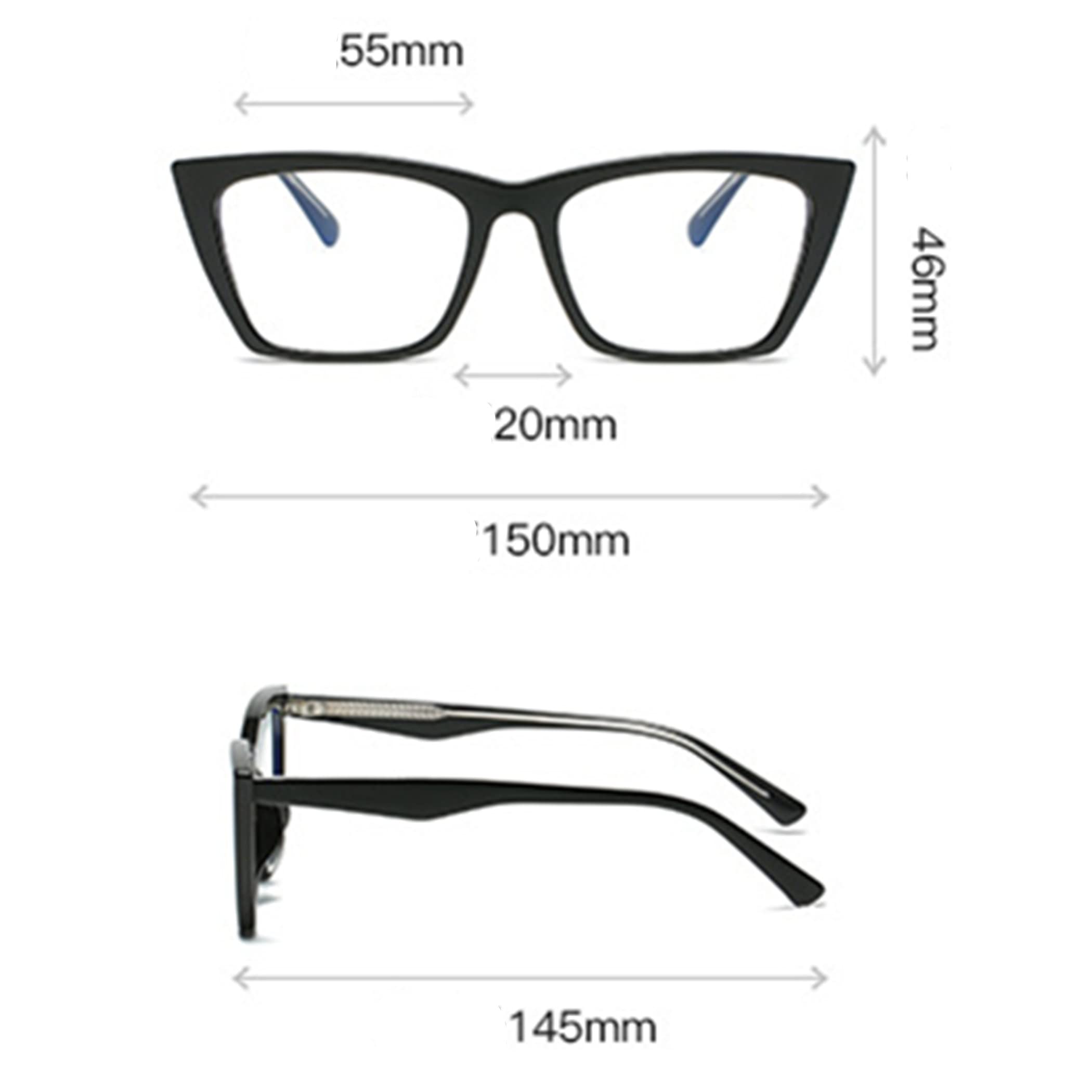 Blue Light Blocking Reading Glasses for Men & Women - Oversized Cat Eye Frame Computer Glasses with Anti-UV Protection (0.0 to +3.5) - Perfect for Office Work, Screen Time & Night Reading