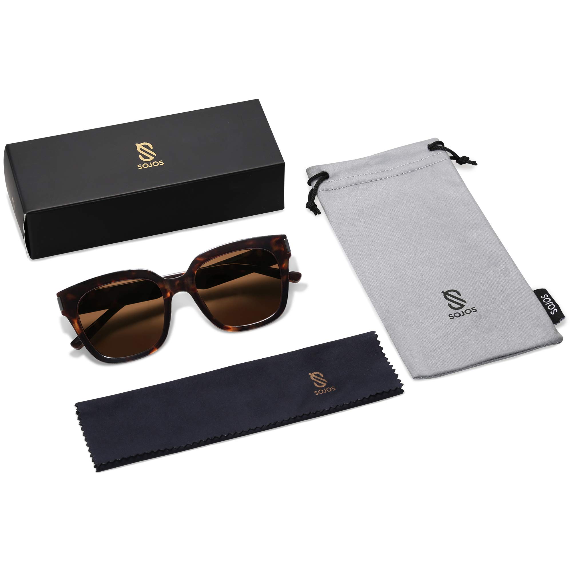 SOJOS Classic Polarized Square Frame Sunglasses for Women & Men - Trendy UV Protection Shades for Driving, Beach & Outdoor Activities | Model SJ2149