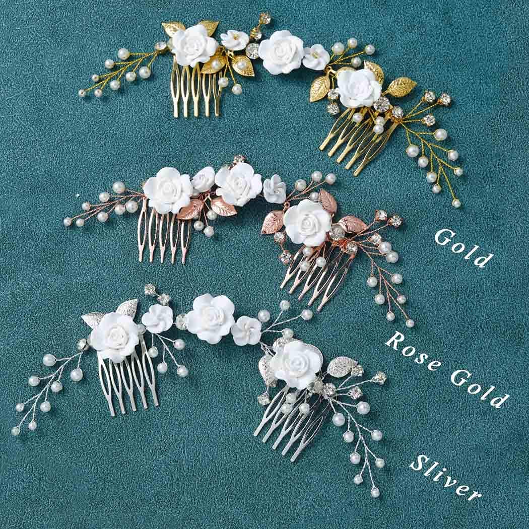 Pearl Bridal Hair Comb with Crystal - Gold Wedding Hair Accessories for Women & Girls - Perfect for Brides & Special Occasions