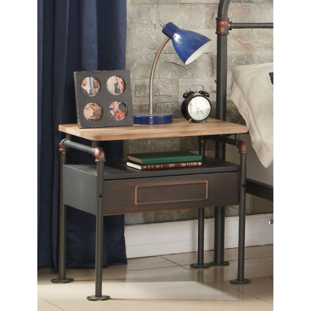 Tenozek Solid Wood Nightstand - Mid-Century Modern Bedside Table with Storage, Square Shutter End Table for Bedroom | Wood Accent Cabinet for Living Room, Guest Room & Dorm