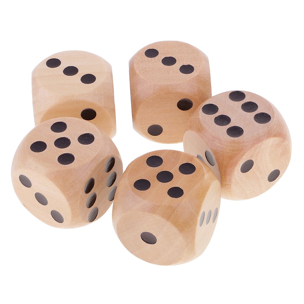 Tongina 5X D6 Six-Sided Dotted Dice Set for Kids - Black Building Blocks Party Game Toys | Perfect for Board Games, Math Learning & Family Game Nights