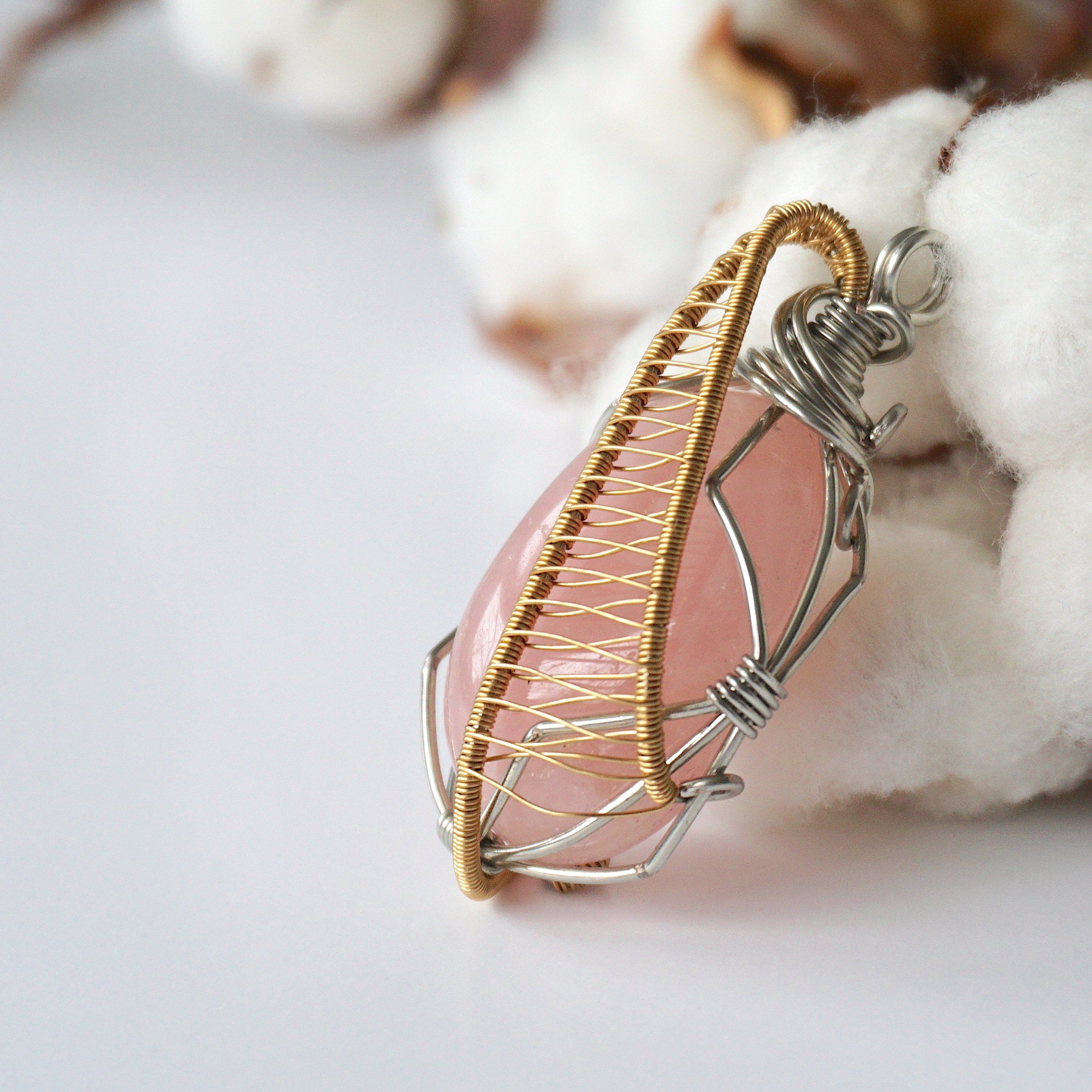 Gold Rose Quartz Crystal Necklace - 14K White Gold/Gold Plated Jewelry for Women | Elegant Gift for Valentine's Day, Anniversary & Special Occasions