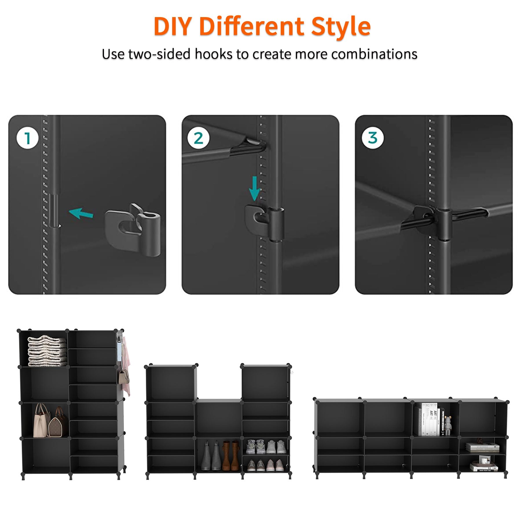 AWTATOS 8-Tier Shoe Storage Cabinet with Door - 32 Pair Shoe Organizer Shelves for Closet, Hallway, Bedroom & Entryway - Black | Space-Saving Shoe Rack for Home Organization & Small Spaces