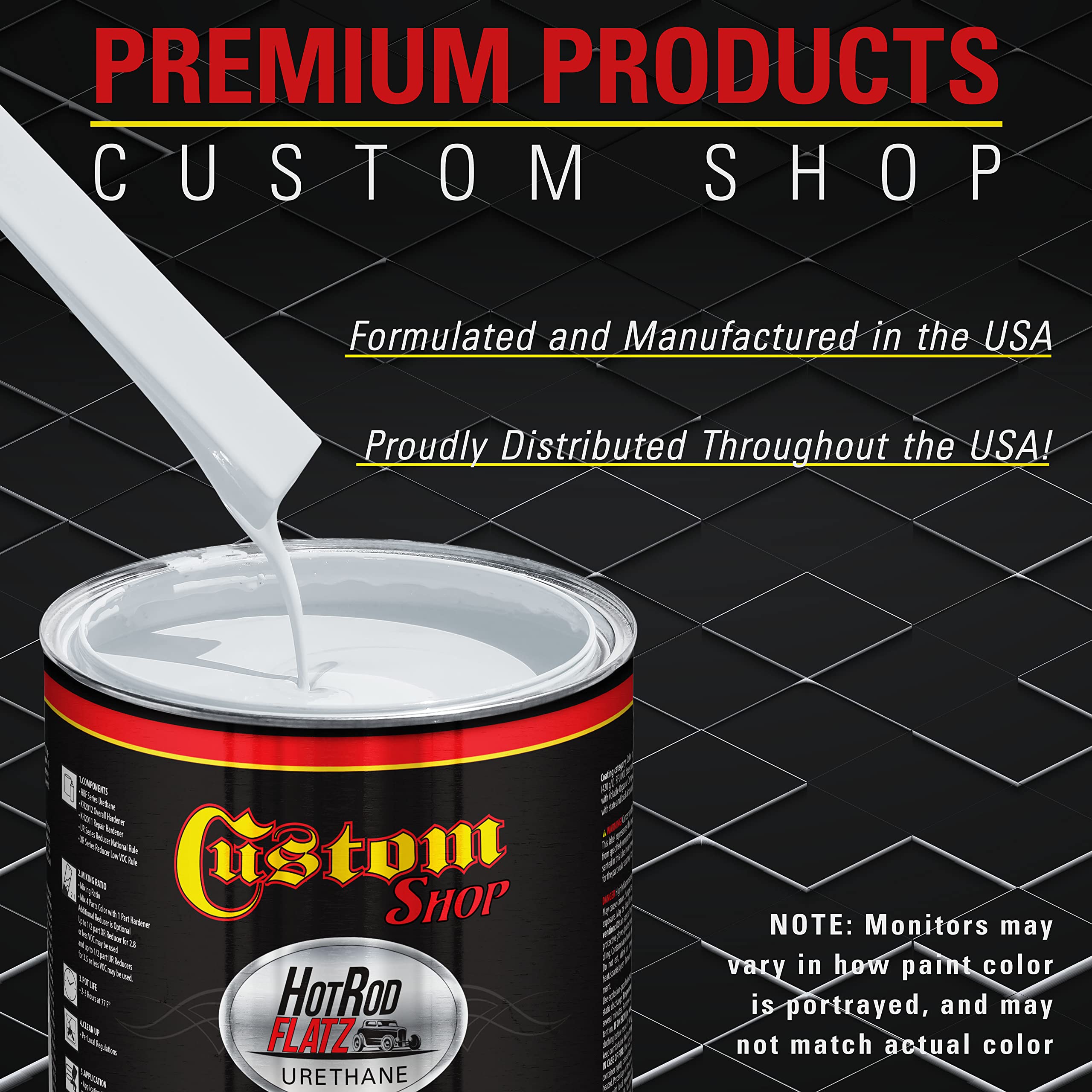Custom Shop Winter White Hot Rod Flatz Flat Matte Satin Urethane Auto Paint - Complete Gallon Paint Kit (4:1 Mix Ratio) - Professional Low Sheen Automotive & Truck Coating for Classic Cars, Hot Rods & Custom Vehicles
