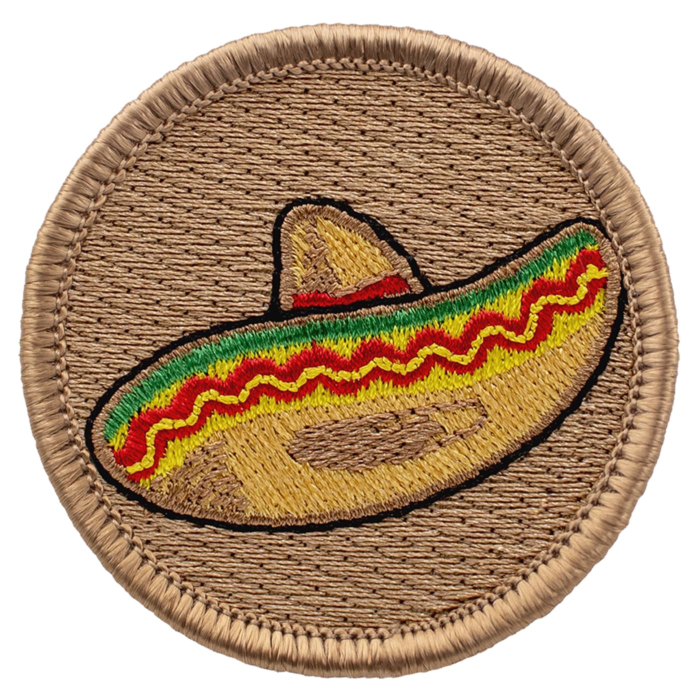 2 Inch Sombrero Patrol Embroidered Iron-On Patch - Mexican Hat Design for Uniforms, Hats & DIY Crafts