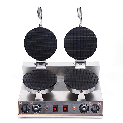 1200W Dual Round Waffle Maker - Belgian Nonstick Electric Waffle Iron with 180° Rotation, Temperature & Timer Control for Perfect Crispy Waffles - Ideal for Breakfast, Desserts, Ice Cream Cones & Family Gatherings