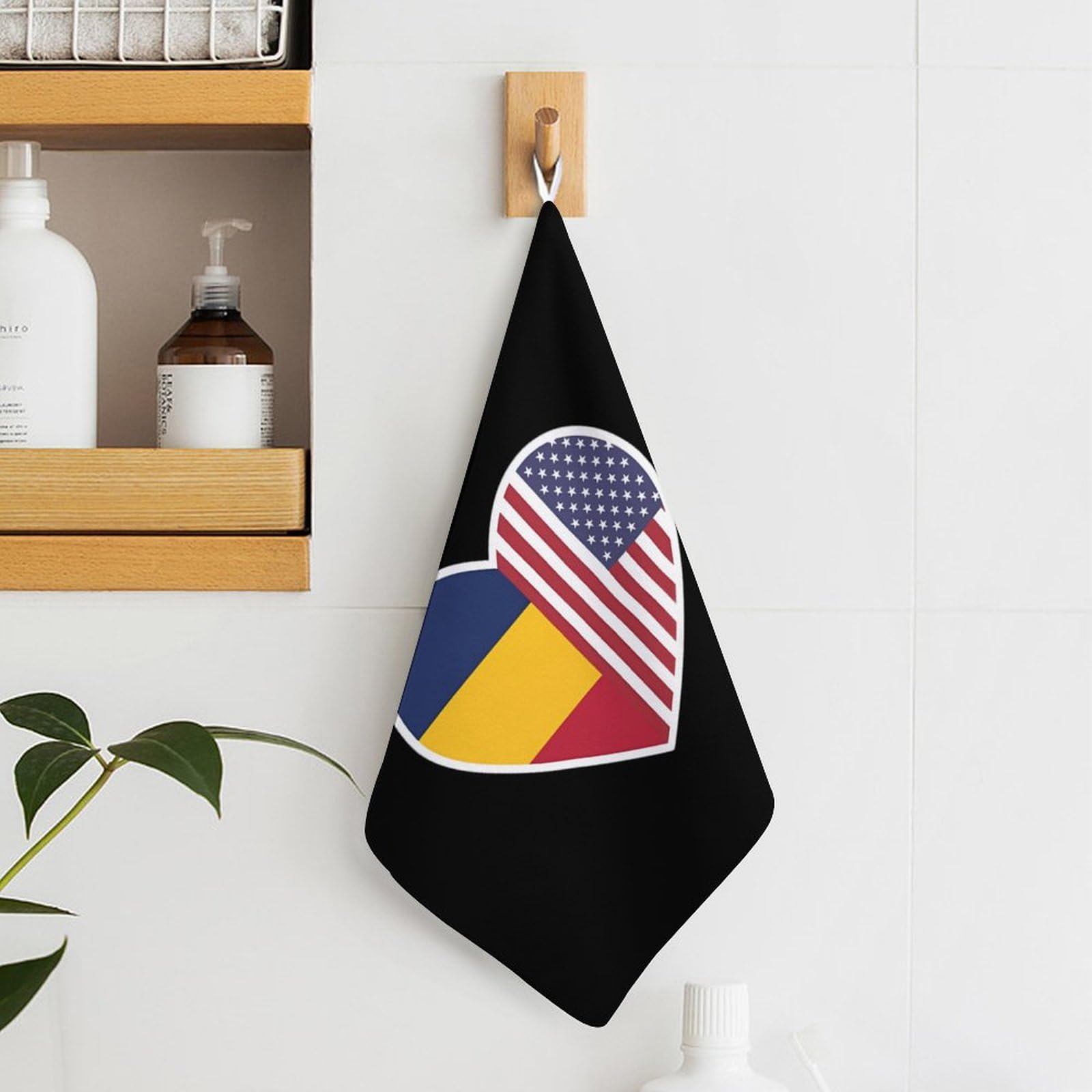 USA & Chad Flag Soft Hand Towels - Decorative Face Towels for Gym, Bathroom, Kitchen - Absorbent & Quick-Drying for Sports, Travel & Home Decor