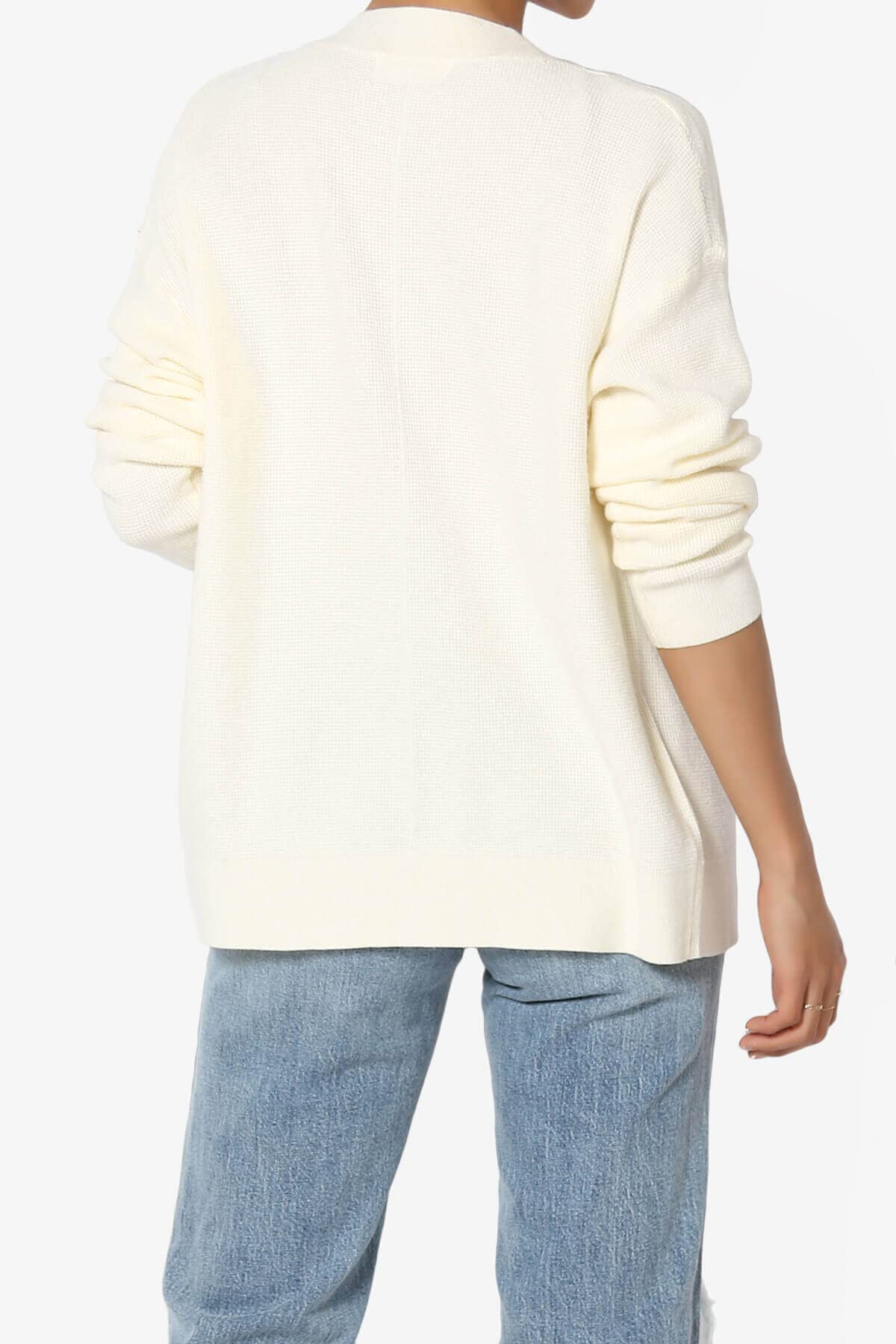 TheMogan Women's Waffle Knit Button Front V-Neck Long Sleeve Cardigan - Soft Viscose Sweater for Fall & Winter, Perfect for Office, Date Night and Casual Outfits