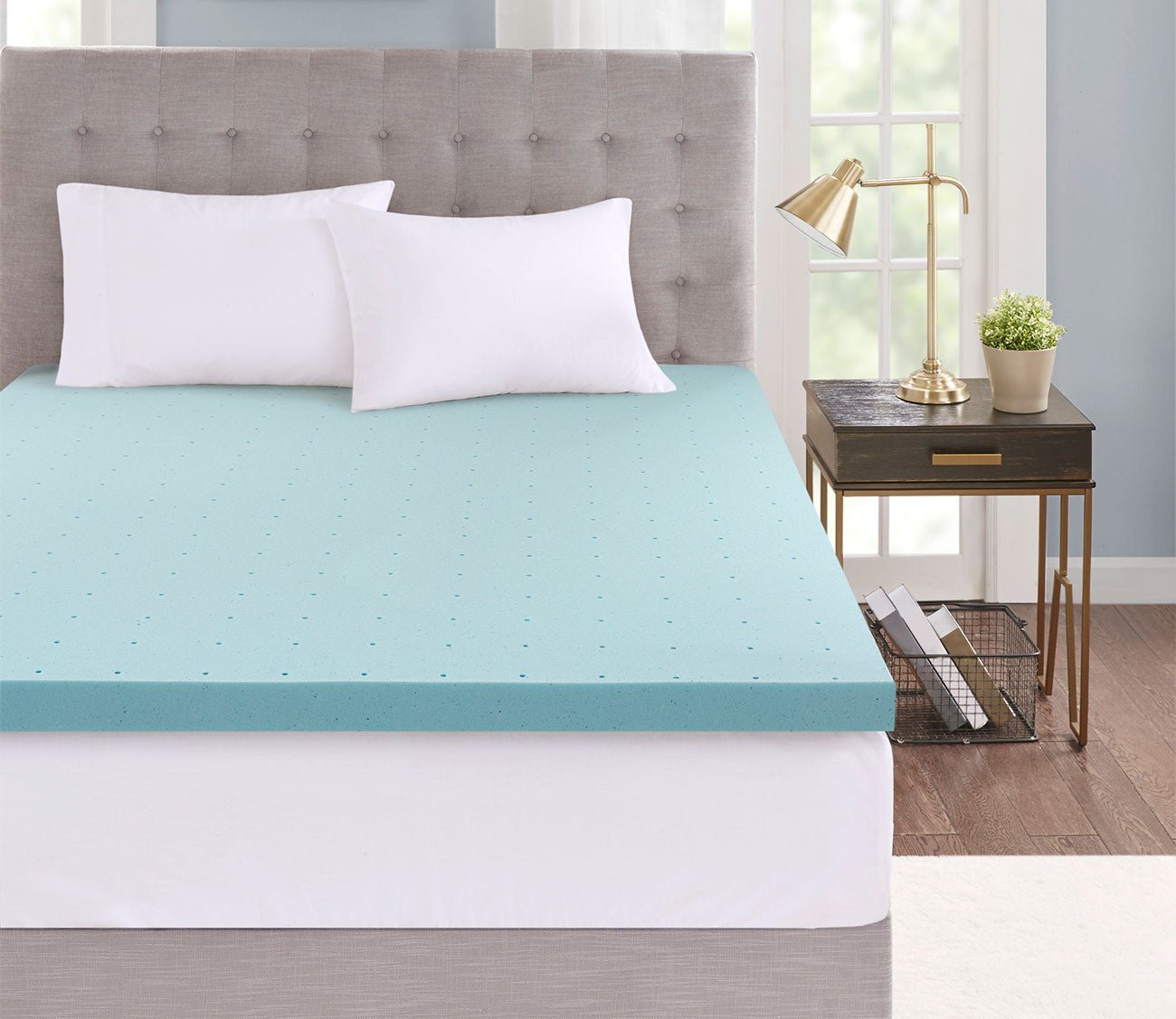 Sleep Philosophy 3 Inch Gel Memory Foam Cooling Mattress Topper - Queen Size, Pressure Relief & Temperature Regulation for Hot Sleepers - Perfect for Bedroom, Guest Room & Dorm Use
