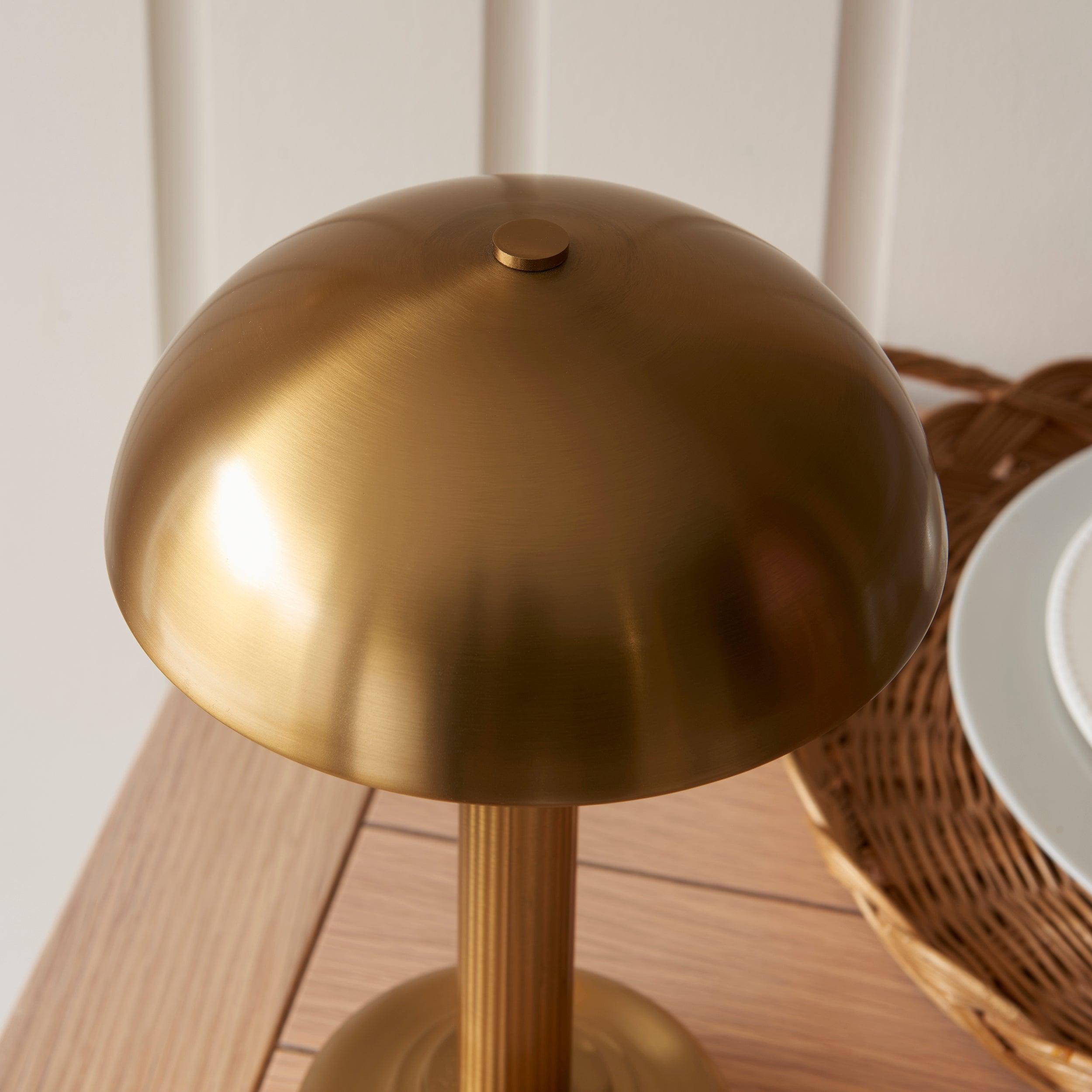 Rechargeable Cordless LED Brass Table Lamp with Touch Dimmer - Modern Desk Light for Bedroom, Living Room, Office & Nightstand Decor