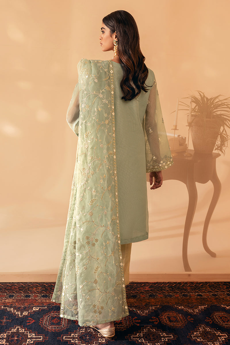 Jade Blaze Net 2-Piece Set (Embroidered Shirt & Dupatta) - Elegant Ethnic Outfit for Weddings, Parties & Festive Occasions