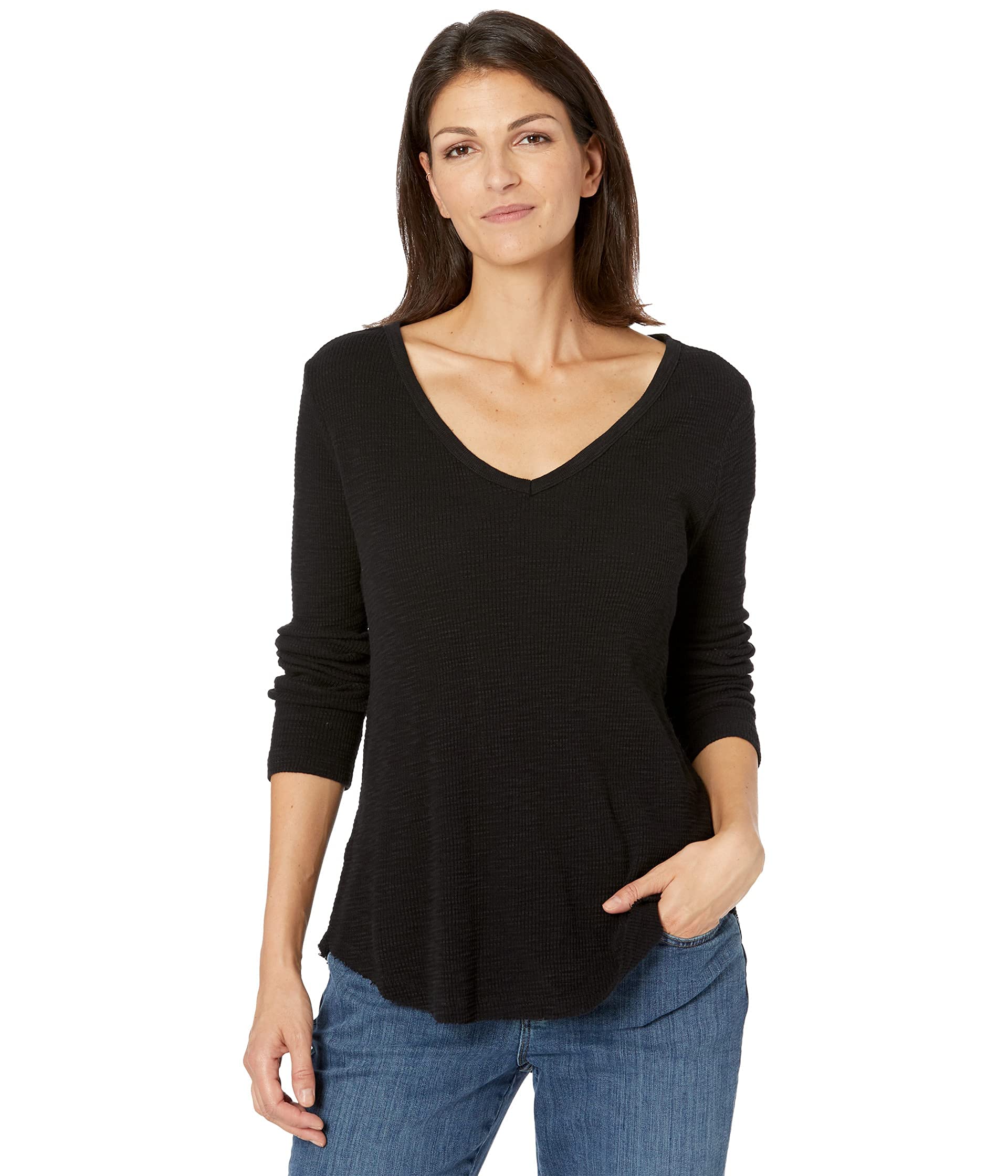 True Grit Dylan Deep V-Neck Soft Slub Waffle Shirttail Tee - Comfortable Casual T-Shirt for Men, Perfect for Everyday Wear, Date Nights & Weekend Outings