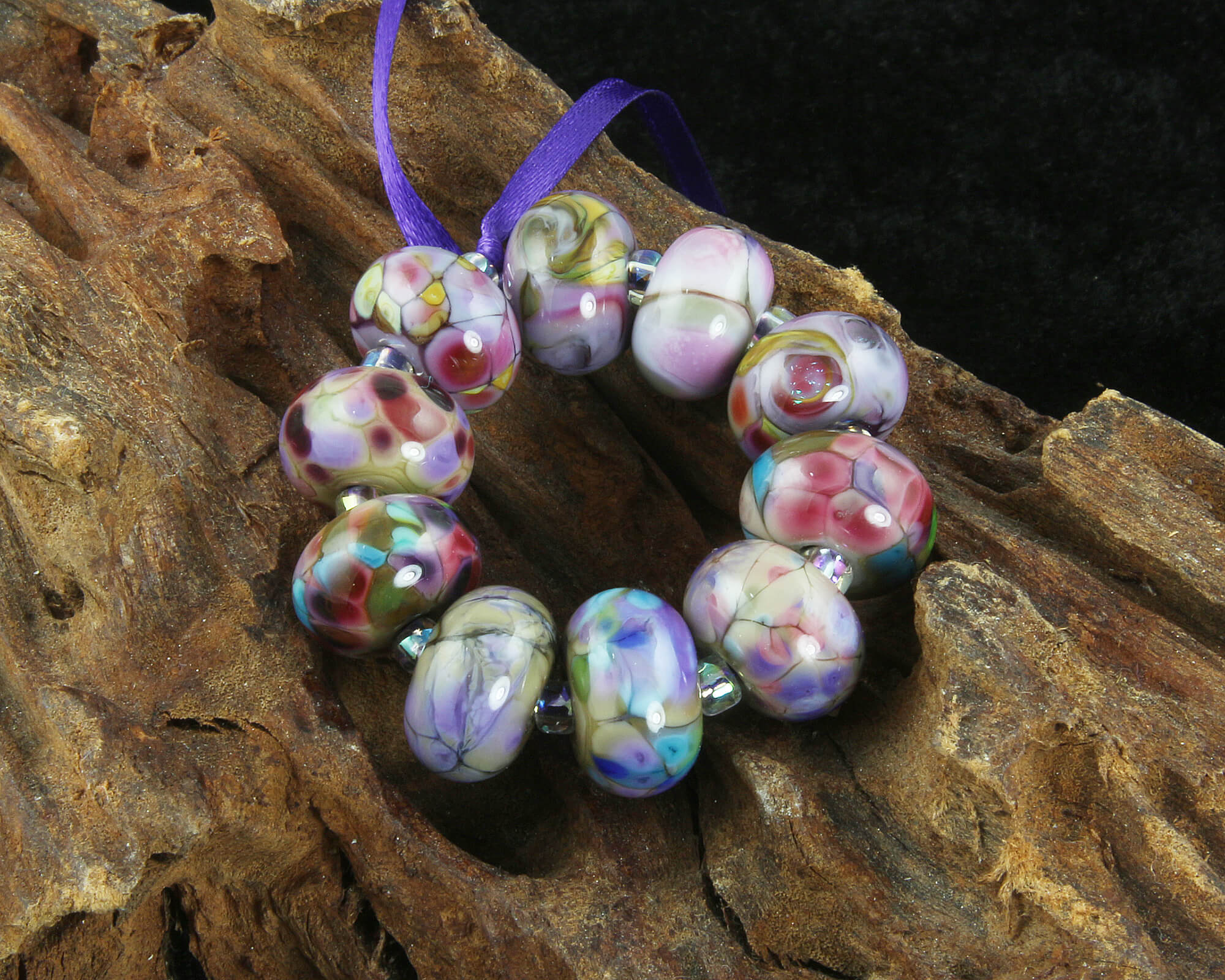 Handmade Mosaic Mix Lampwork Glass Beads Set for Jewelry Making - DIY Bracelets, Necklaces & Craft Projects - SRA Certified Artisan Beads