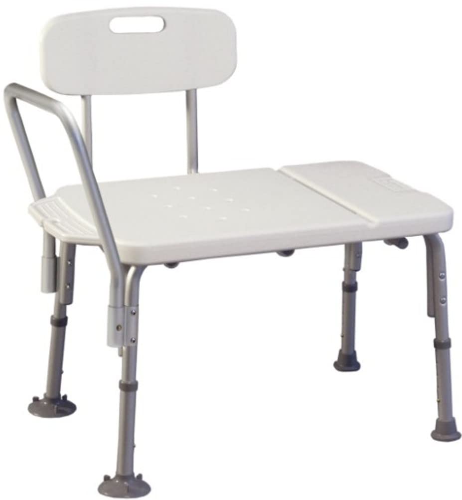 Graham-Field 7929 Lumex Imperial Collection Transfer Bench - 400 lbs Weight Capacity, Medical Bath Shower Chair with Back Support (Pack of 2) - Ideal for Elderly Care, Post-Surgery Recovery & Safe Bathroom Transfers