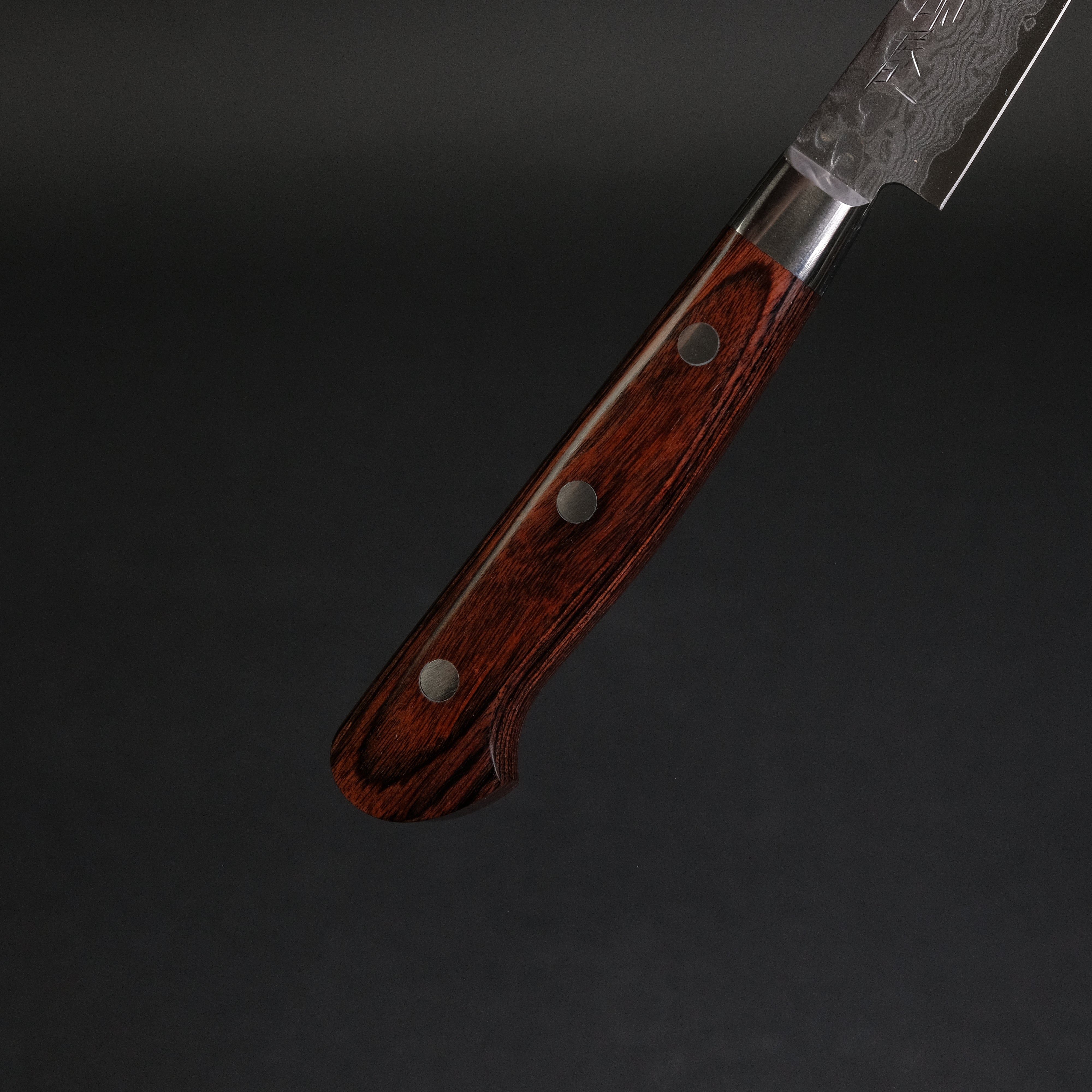 Hitohira Imojiya ST Tsuchime Damascus Paring Knife with Imitation Mahogany Handle - Premium Japanese Kitchen Knife for Peeling, Slicing & Garnishing Fruits & Vegetables