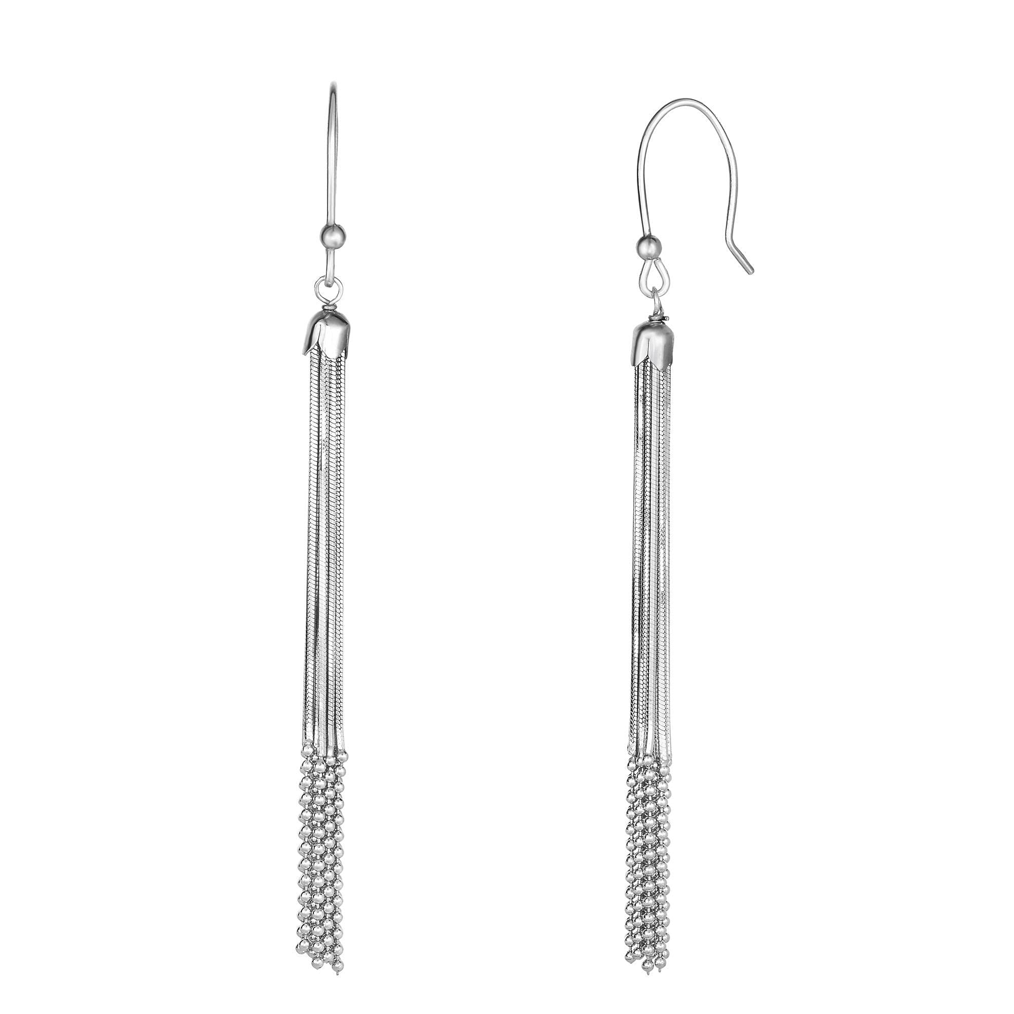 Sterling Silver Diamond Cut Fancy Ladies Earrings with Euro Wire Clasp - Elegant Polished White Jewelry for Women | Perfect for Parties, Weddings & Special Occasions