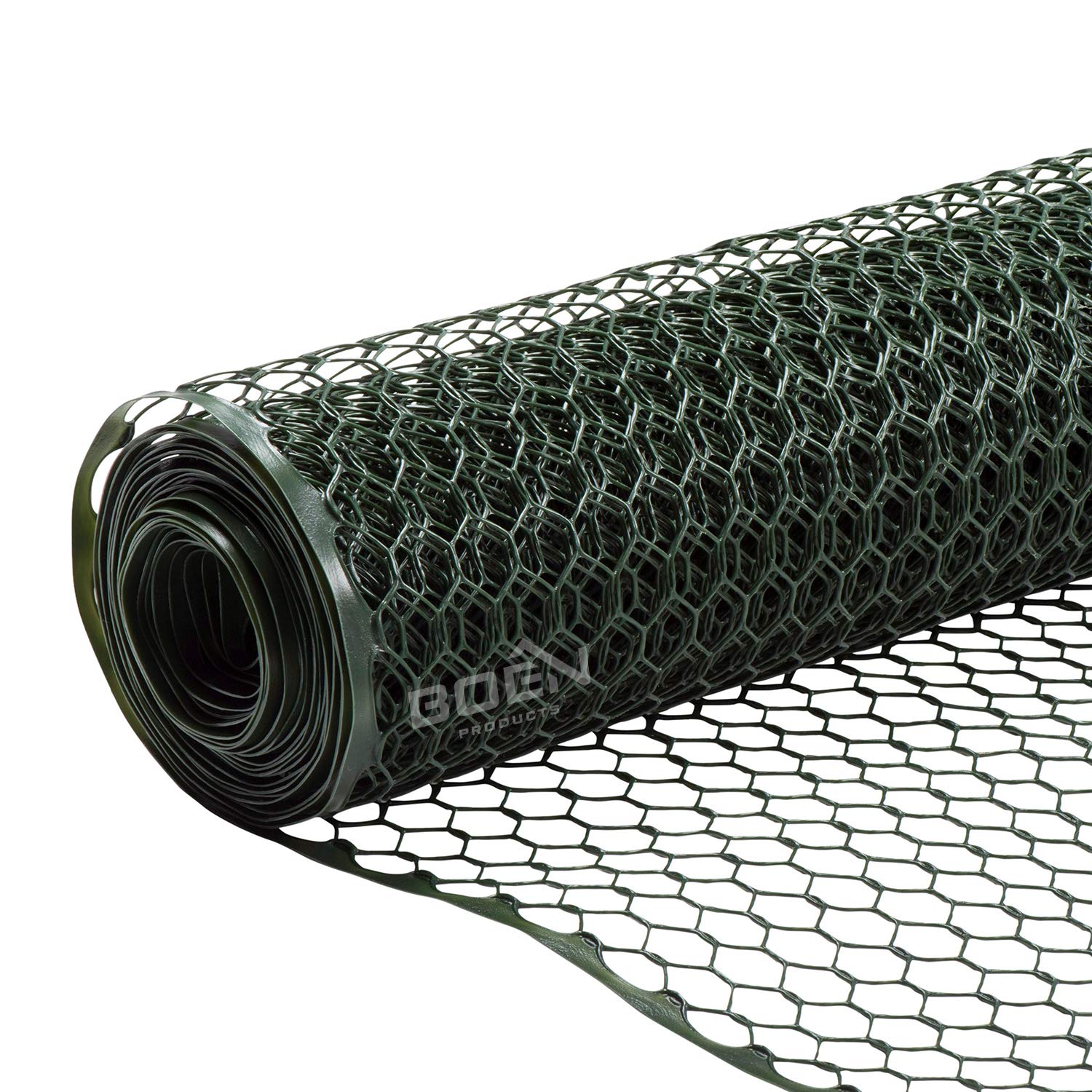Boen Poultry Hex Netting Plastic Temporary Fence - 3' x 25' Green Chicken Wire for Yard Protection | Garden Barrier, Animal Enclosure & DIY Projects