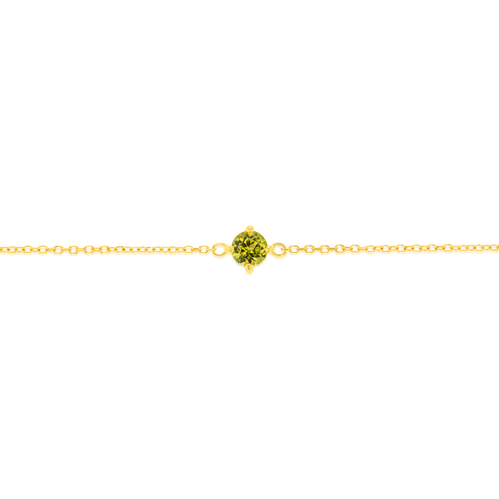 0.30 Carat Peridot Adjustable Bracelet 17cm in 9ct Yellow Gold | Dainty Green Gemstone Jewelry for Women | Perfect for Everyday Wear, Gifts & Special Occasions
