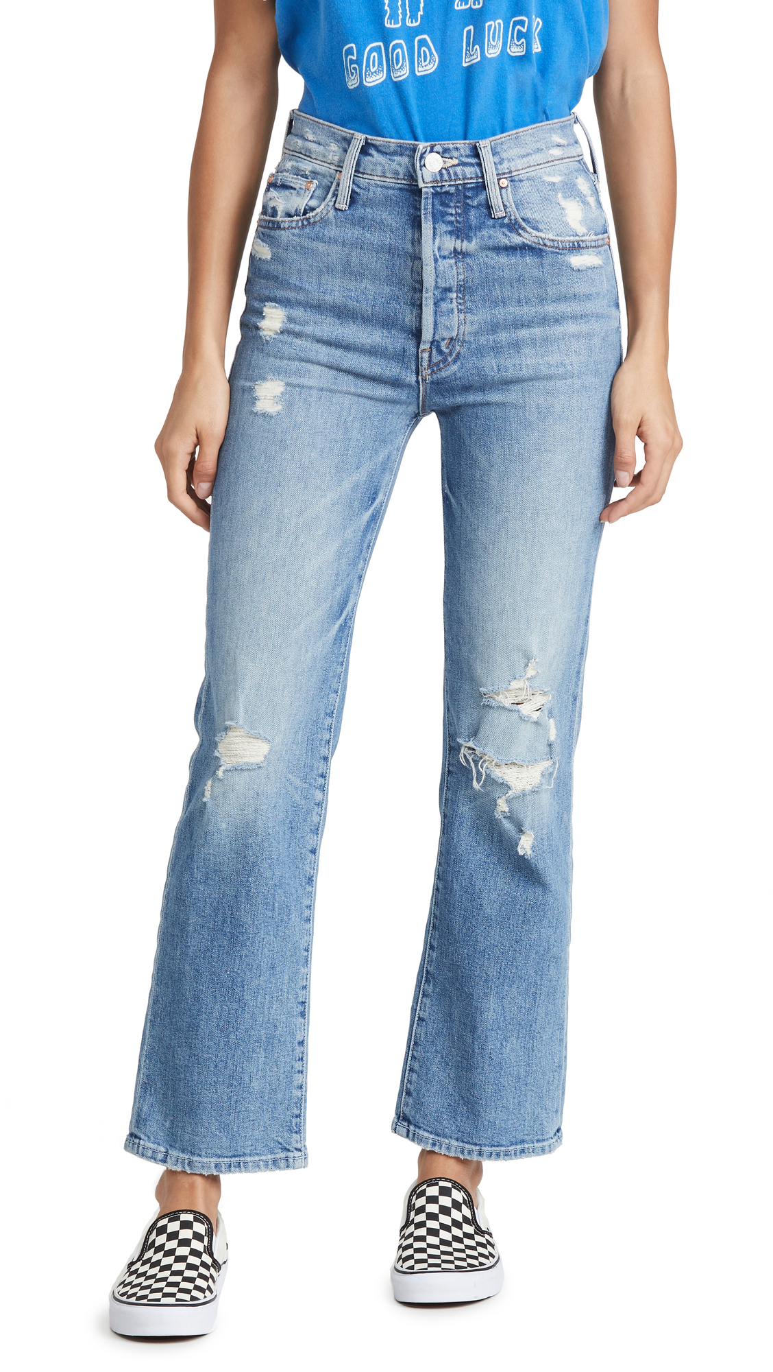 MOTHER Women's The Rambler Ankle Jeans - High Waist Slim Fit Stretch Denim Pants for Casual Wear & Everyday Outfits