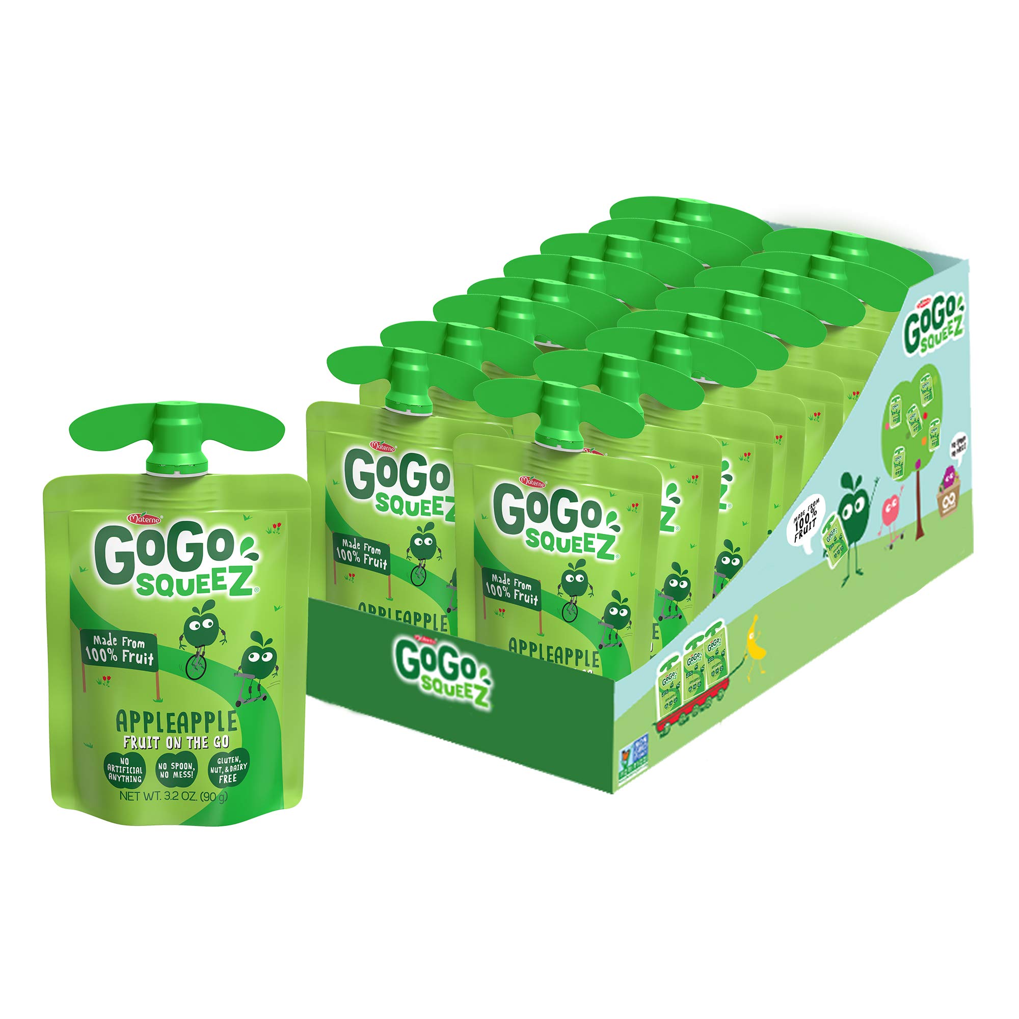 GoGo squeeZ Unsweetened Fruit Pouches - Apple, Banana & Strawberry Variety Pack (20 Count, 3.2 oz Each) | Healthy On-the-Go Snacks for Kids | Perfect for School Lunches, Road Trips & After-School Activities