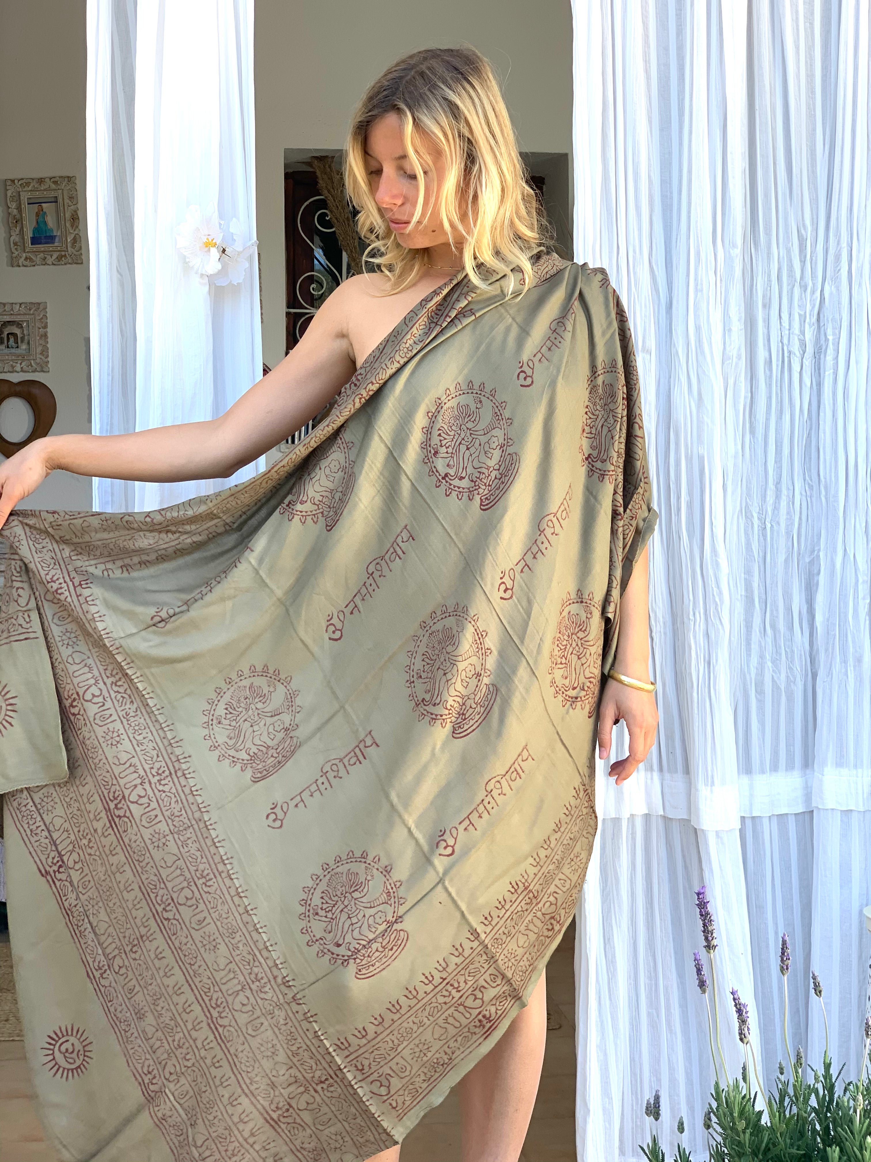 Large Size Om Print Sarong Pareo Shawl - Perfect for Beach, Pool, and Summer Outfits