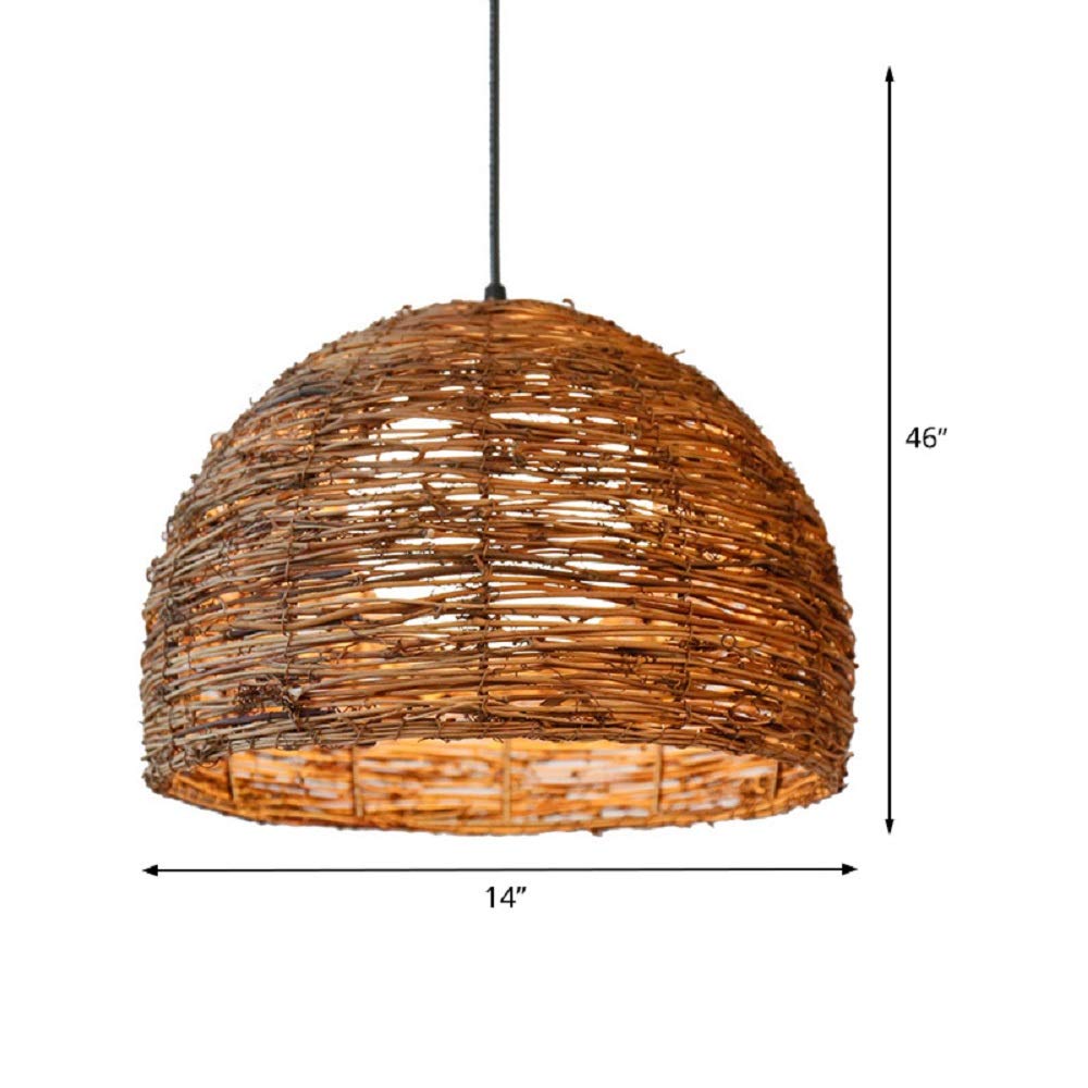 Rattan Pendant Light for Kitchen Island, Modern Ceiling Hanging Lamp with White Shade - Creative Woven Chandelier Lighting Fixture for Dining Room, Bar, Cafe, Living Room & Bedroom Decor (1 Light) - Perfect for Farmhouse, Boho & Coastal Style Homes