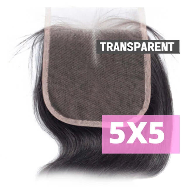 5x5 Transparent Lace Closure - HD Invisible Hair Extension for Natural Look | Perfect for Sew-in Weaves, Ponytails & Everyday Styling