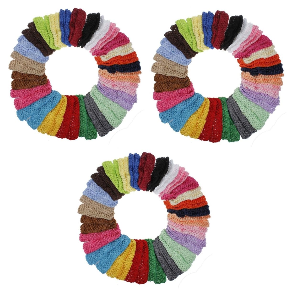 VICASKY 150 Pcs Crochet Hair Bands for Girls - Soft Knit Elastic Headbands for Women & Teens - Perfect for School, Sports, and Everyday Styling