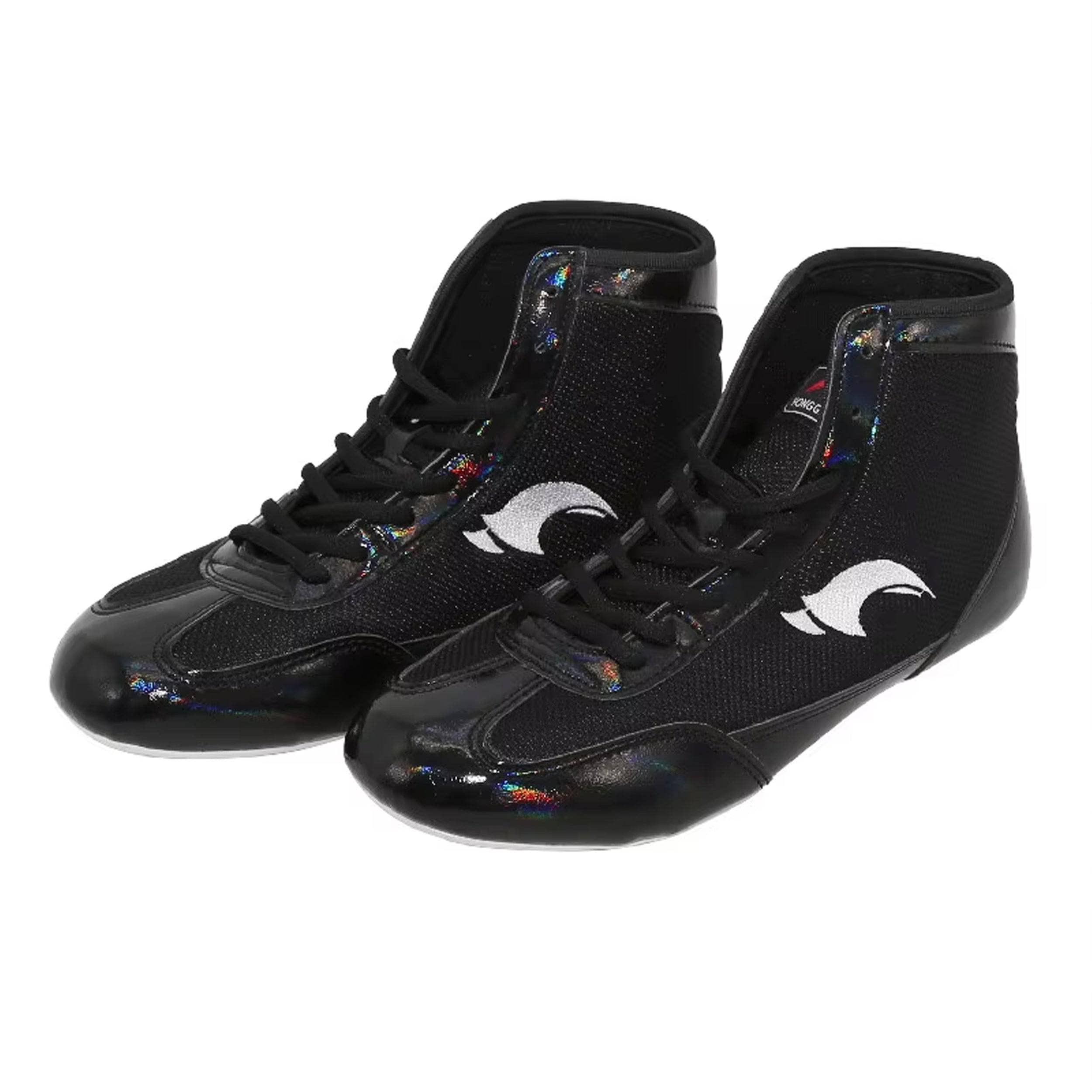 Black Shimmering Wrestling Shoes for Men & Women - Lightweight & Non-Slip for Mat Performance, Training & Competitions
