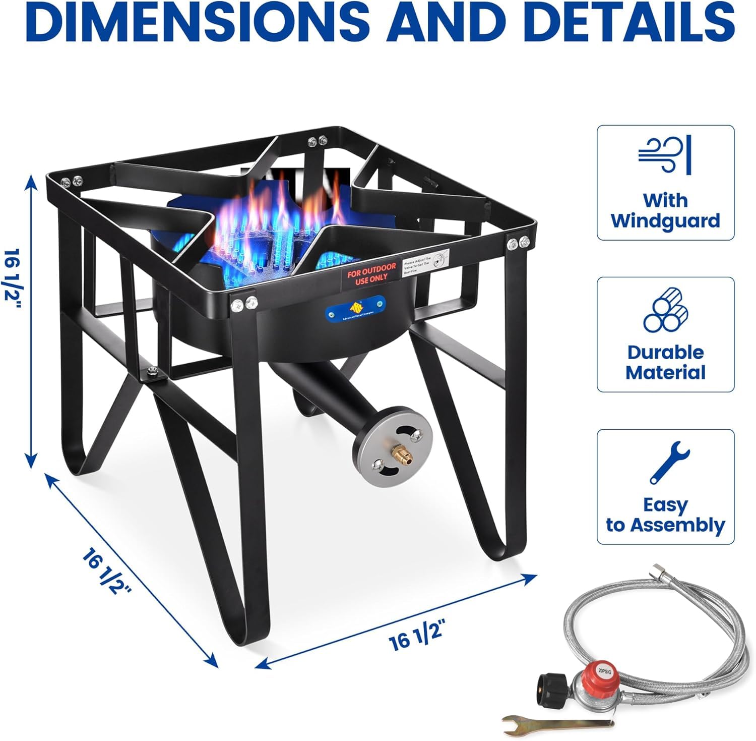 ARC 64QT Stainless Steel Seafood Boil Pot with 200,000BTU Single Burner Propane Stove - Heavy Duty Outdoor Cooking Set for Turkey Frying, Crawfish Boiling, Homebrewing, Camping & Backyard Parties