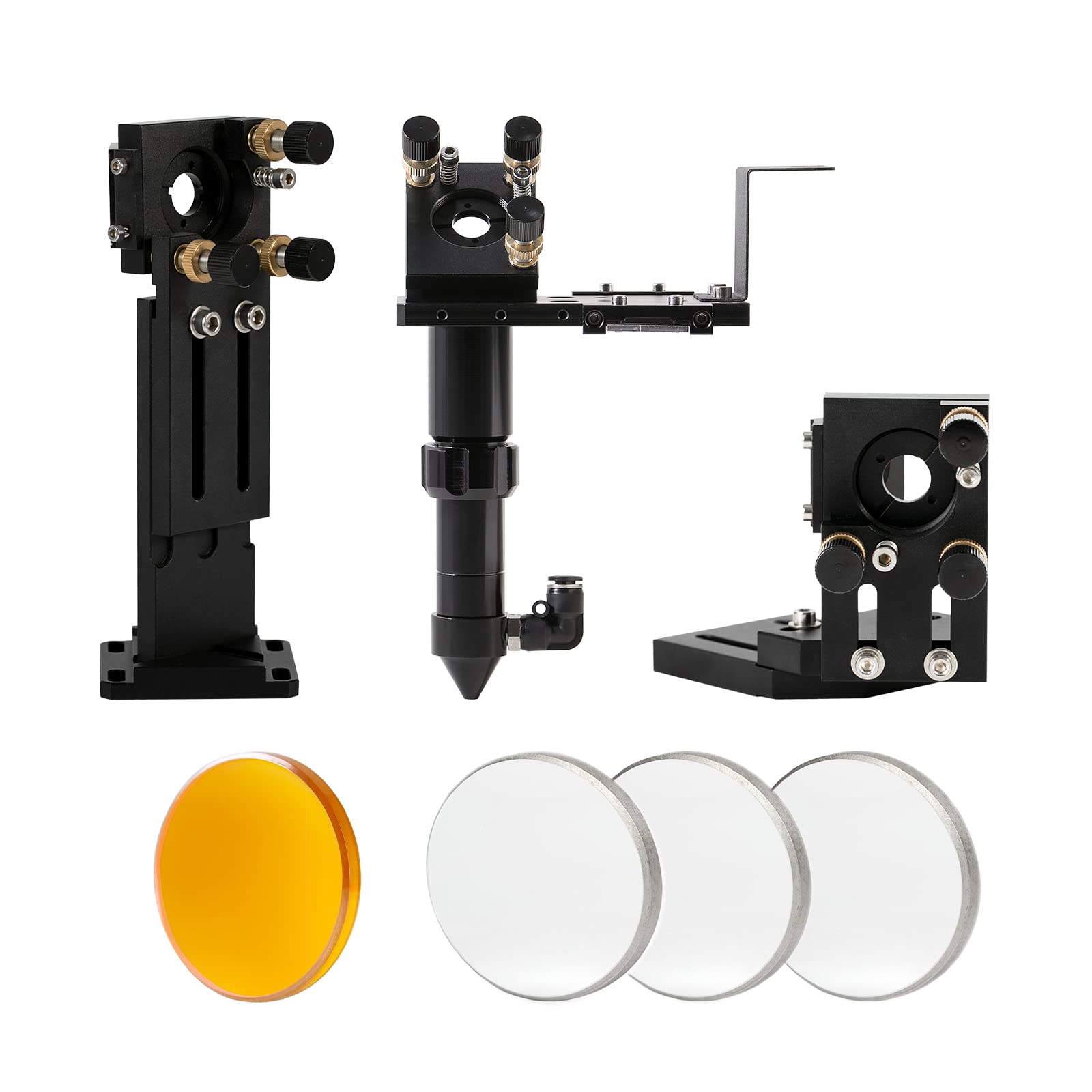 Cloudray C Series CO2 Laser Head Set with 1 PCS PVD Focus Lens (20mm Diameter, 101.6mm Focal Length) & 3 PCS Molybdenum Mirrors (25mm Diameter) - Perfect for Laser Engraving, Cutting, and Marking on Wood, Acrylic, and Metal Materials