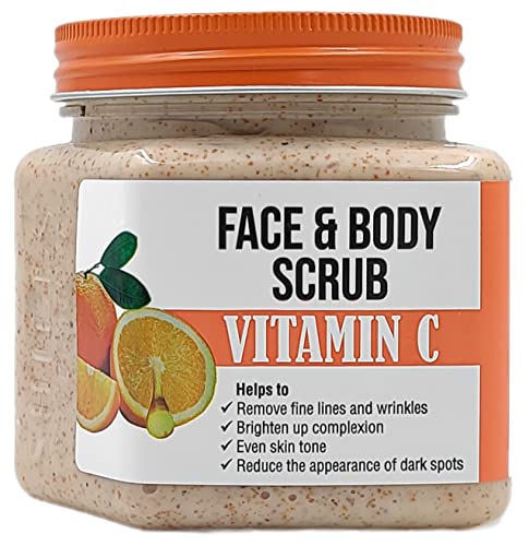 HUDACRUSH BEAUTY Vitamin C Face & Body Scrub (400ml) - Hydrating, Exfoliating & Nourishing Skincare for Glowing Skin | Perfect for Daily Use & Spa Day Self-Care Routine
