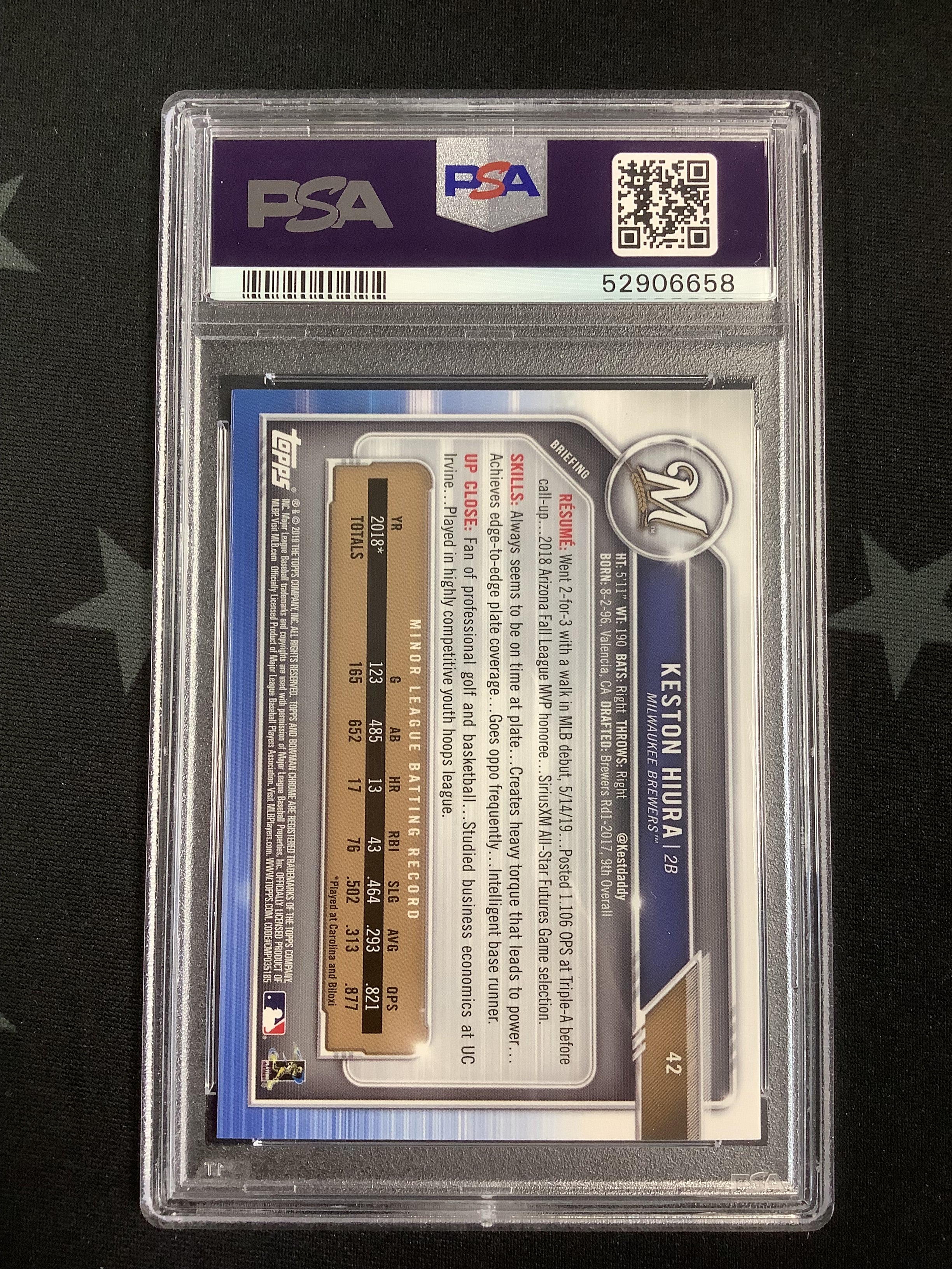 2019 Bowman Chrome Keston Hiura #42 PSA GEM MT 10 Baseball Card - Perfect for Collectors, Investors & Sports Memorabilia Enthusiasts