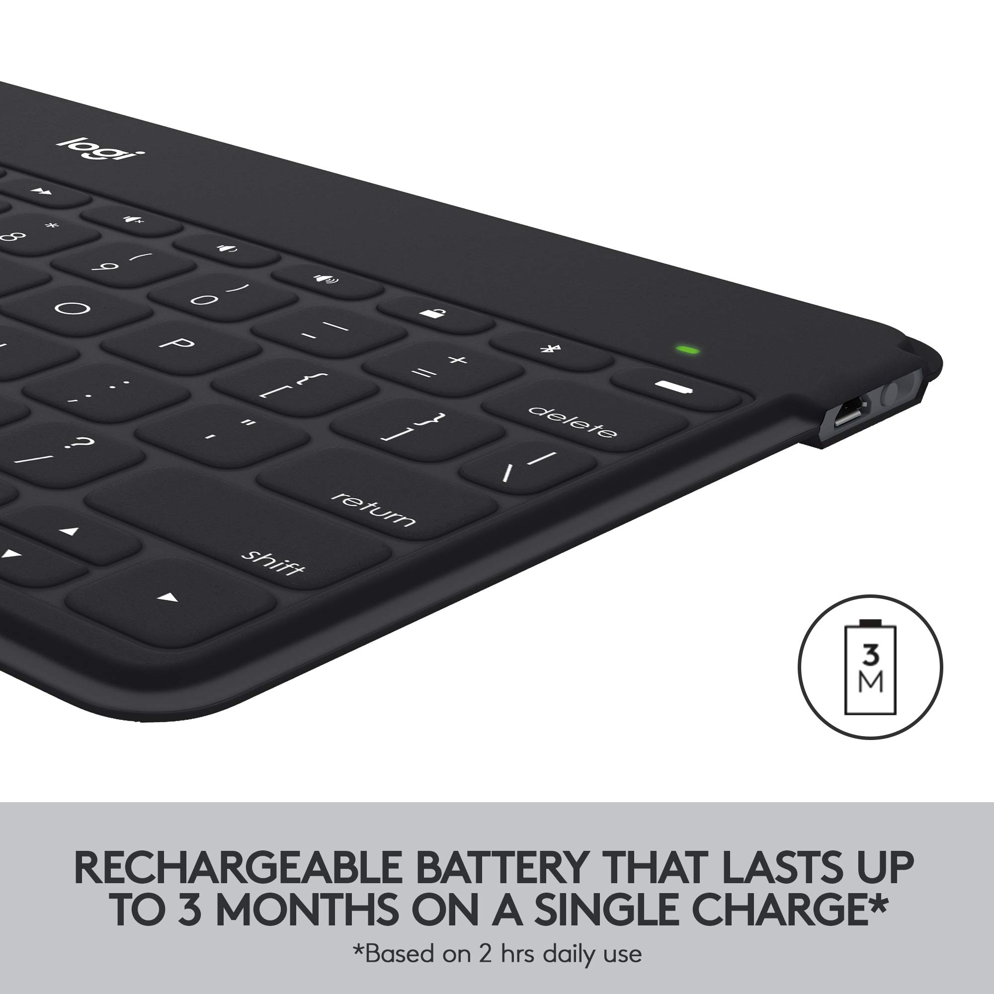 Logitech Keys-to-Go Ultra Slim Lightweight Bluetooth Keyboard for iPhone iPad Mac Apple TV & iPad Air 5th Gen (2022) - Black | Portable Wireless Keyboard for Travel Work Home Office & On-The-Go Typing