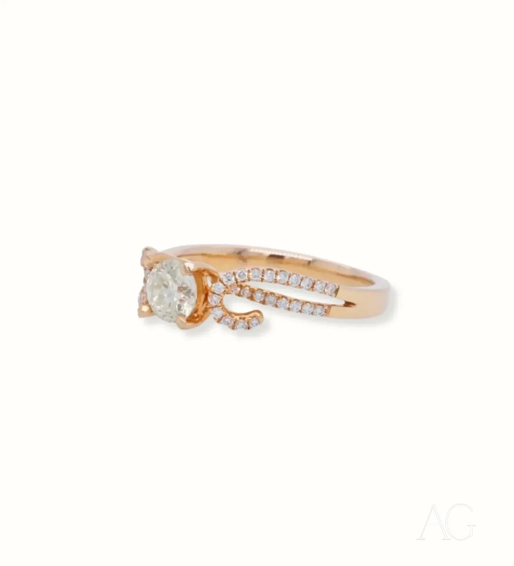 18k Rose Gold Diamond Ring for Women - Elegant & Romantic Engagement, Wedding, Anniversary Jewelry Gift - Perfect for Proposals, Bridal, and Special Occasions
