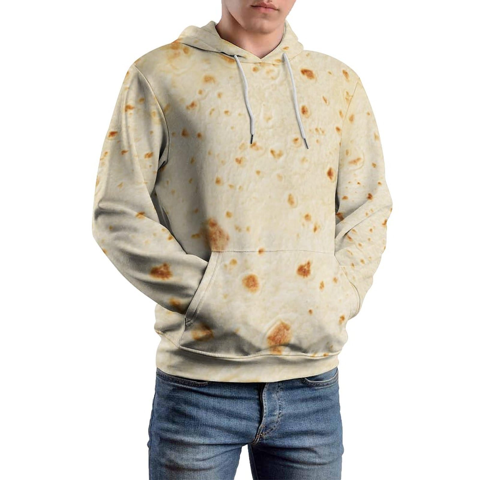 Italian Pizza Dough Print Men's Pullover Hoodie - Cozy Casual Sweatshirt for Pizza Lovers, Gaming & Lounge Wear