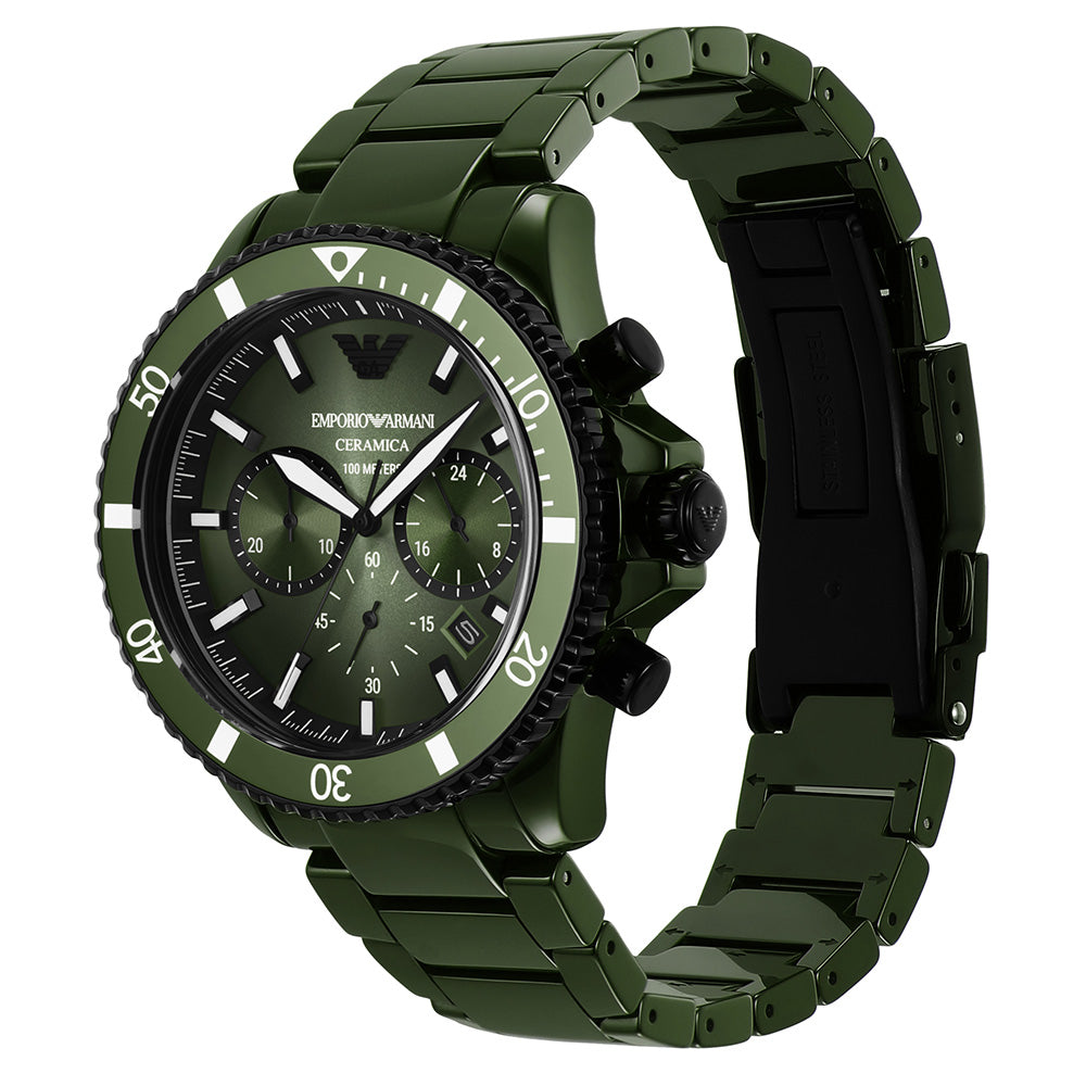 Emporio Armani AR70011 Men's Diver Chronograph Watch - Waterproof Luxury Stainless Steel Timepiece for Diving, Swimming & Outdoor Adventures