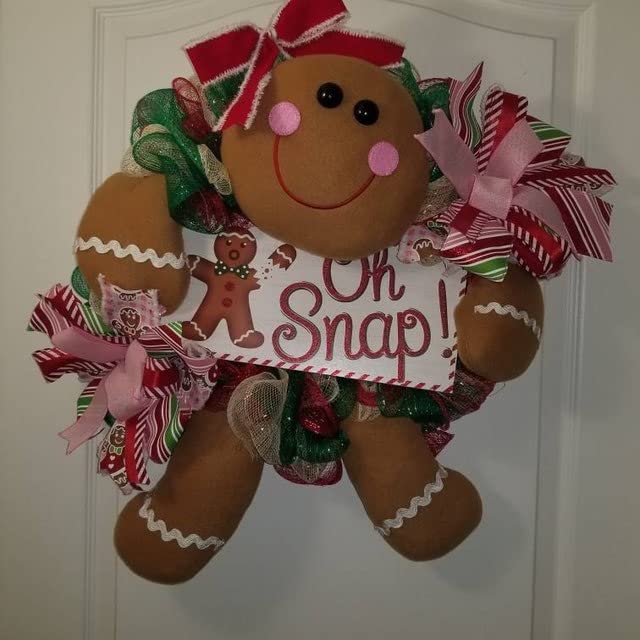 12x6 Inch Wooden Gingerbread Man Christmas Sign - Oh Snap Gingerbread Wall Decor for Holiday Home, Office & Gift Giving