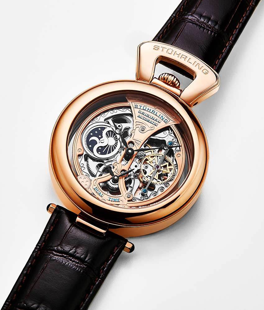 Emperor's Grandeur 127A Automatic 49mm Skeleton Watch for Men - Luxury Mechanical Timepiece with Open Heart Design - Perfect for Formal Events, Business Meetings & Special Occasions