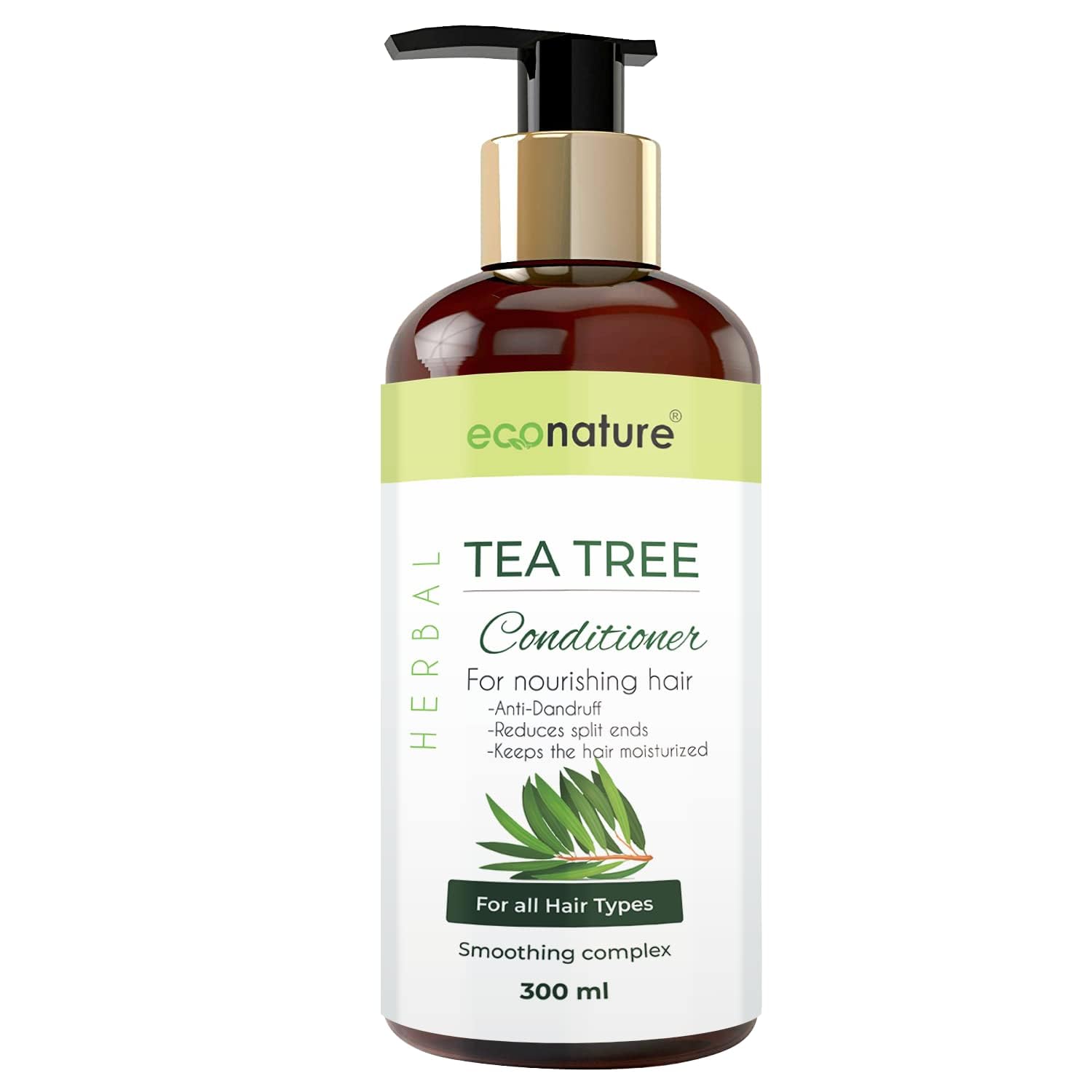 Econature Tea Tree Conditioner 330ML - Invigorating & Purifying Hair Care for Dandruff Control & Scalp Refreshment | Sulfate-Free & Vegan Formula for Dry, Itchy Scalp | Daily Use for Healthy, Shiny Hair