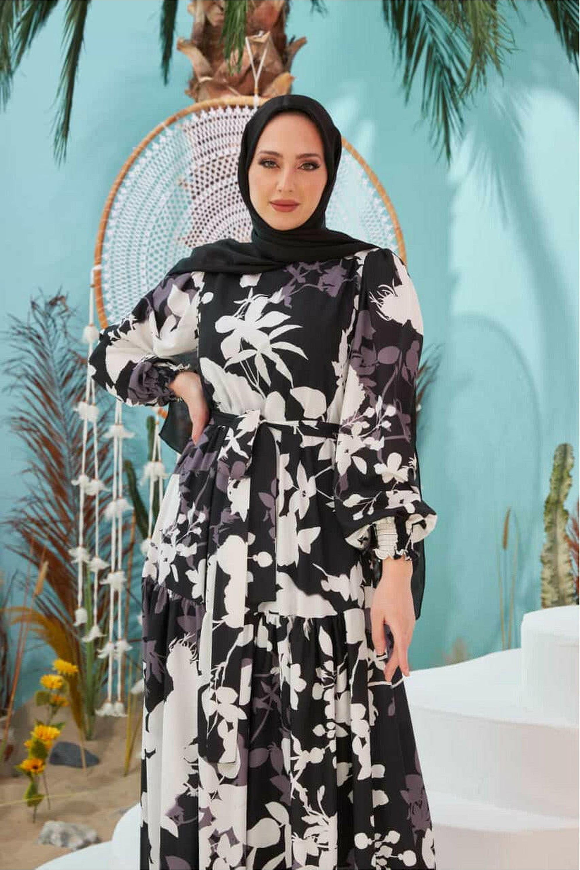 Santa Monica Maxi Dress with Long Sleeves - Flowy Boho Beach Dress for Women | Perfect for Summer Vacations, Beach Weddings & Casual Outings