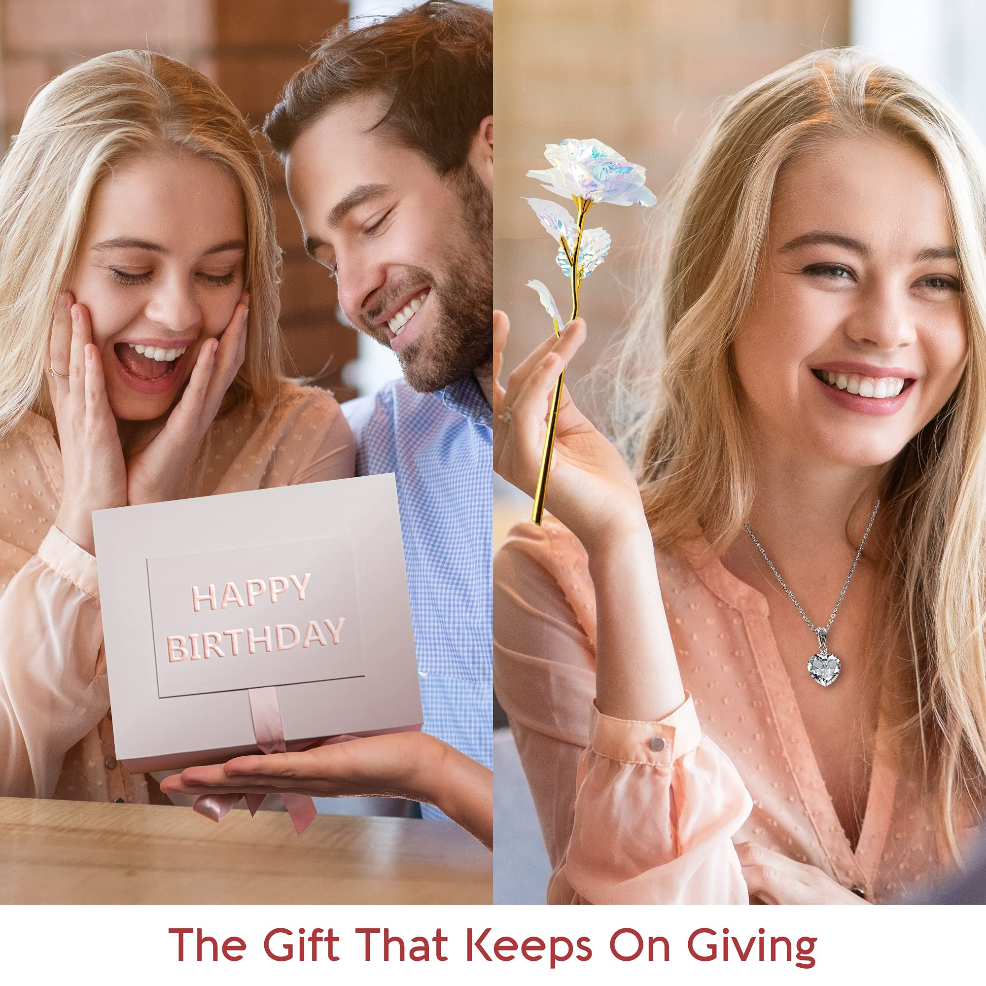 Luxury Birthday Spa Gift Box for Women - Vitamin E Bath Essentials, Aromatherapy Diffuser, Scented Candle & Sterling Silver CZ Heart Necklace - Perfect Birthday Gifts for Her, Mother's Day or Anniversary - Relaxing Self-Care & Pampering Gift Set