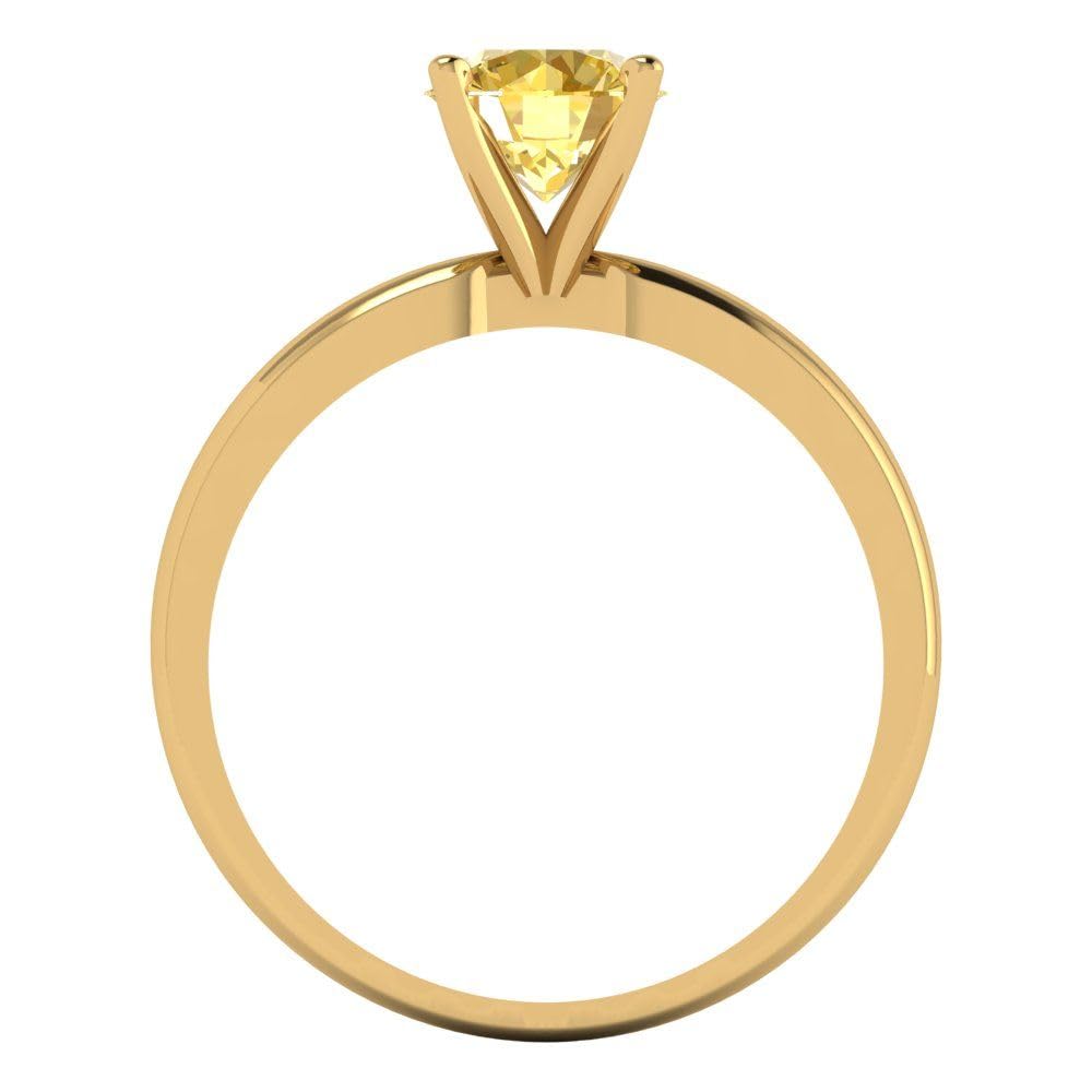 1.0 ct Natural Yellow Citrine Solitaire Engagement Ring - 14k Yellow Gold Round Cut Bridal Ring for Women | Anniversary, Proposal, Wedding Jewelry Gift