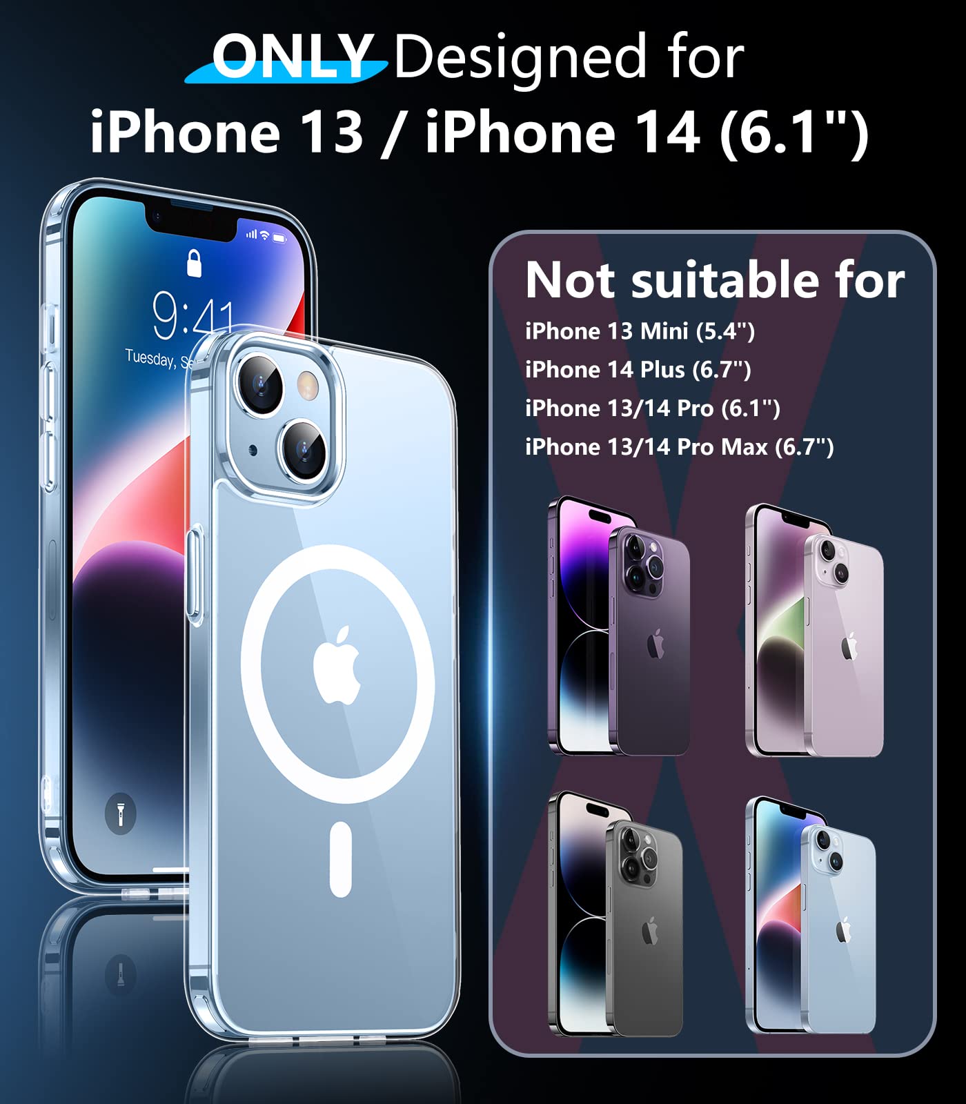 Temdan Magnetic Clear Case for iPhone 13 (6.1