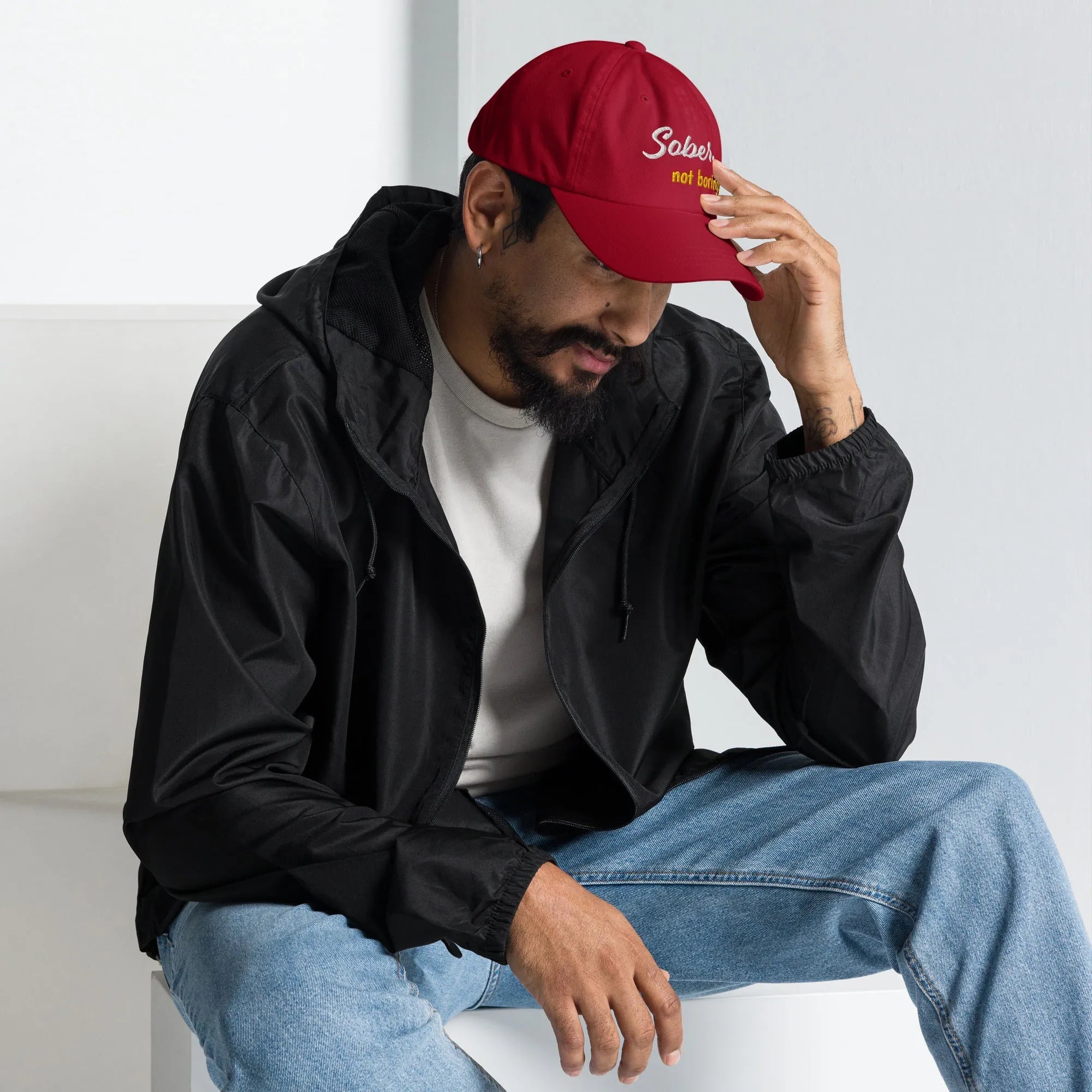Sober Not Boring Embroidered Dad Hat - Stylish Unisex Baseball Cap for Men & Women - Perfect for Outdoor Activities, Sports, and Casual Wear