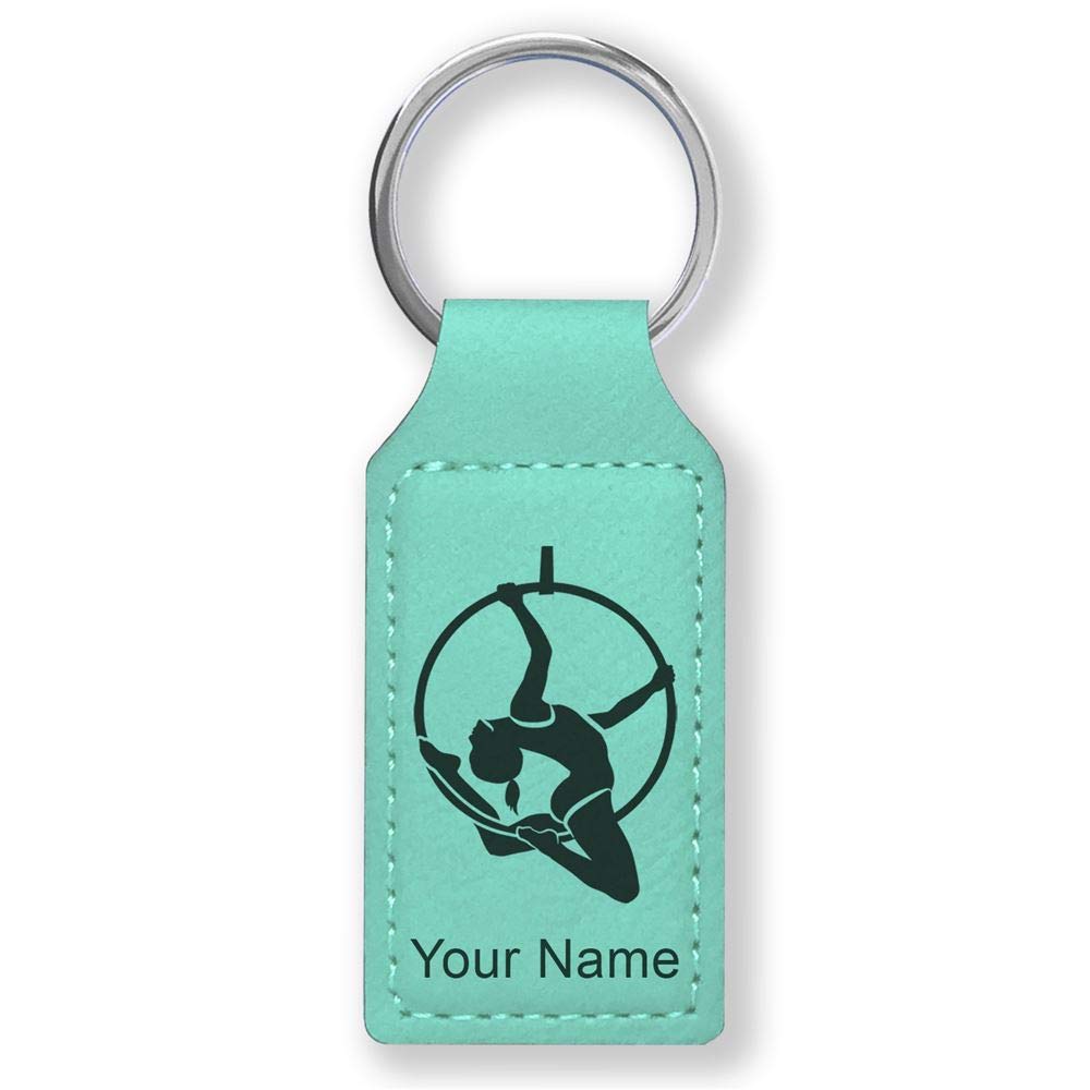 Personalized LaserGram Rectangle Keychain with Custom Engraving - Aerial Hoop Accessory for Gymnasts, Dancers & Fitness Enthusiasts - Perfect for Gifts, Gym Bags & Equipment Organization