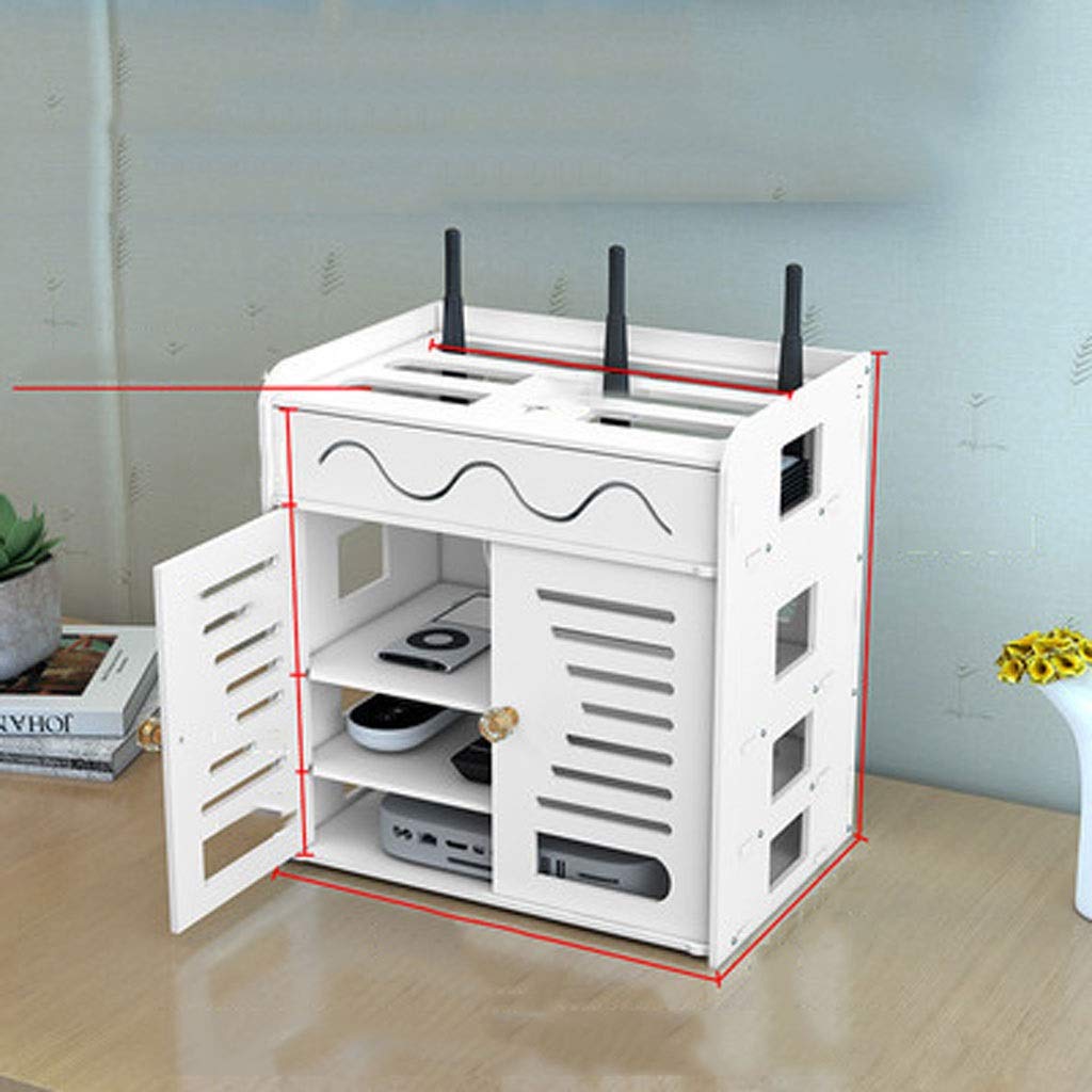 Wall Mounted Media Console Shelf - Floating TV Stand for Router, Set Top Box, DVD Player - MDF Entertainment Storage Organizer for Living Room & Bedroom