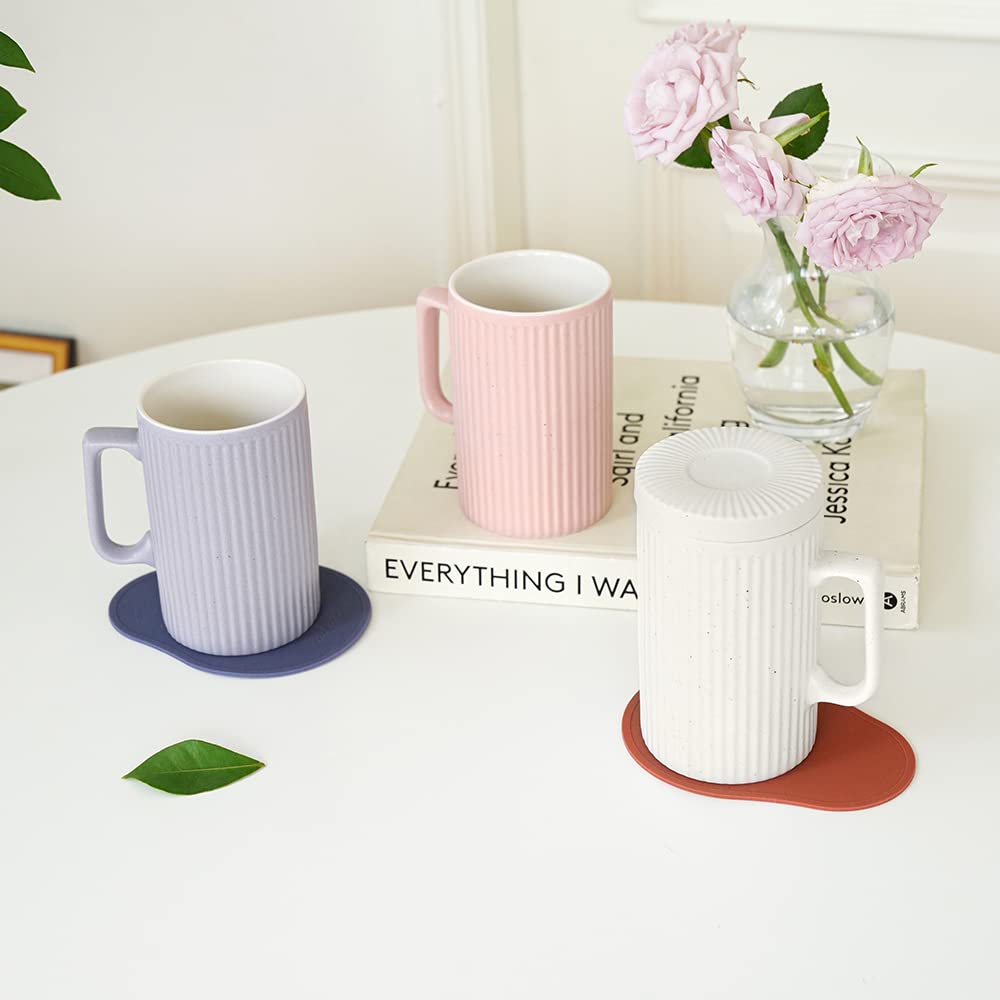 16oz Insulated Coffee Mug with Lid & Coaster - Purple Travel Tea Cup, Dishwasher & Microwave Safe - Perfect for Office, Commuting, and Outdoor Adventures