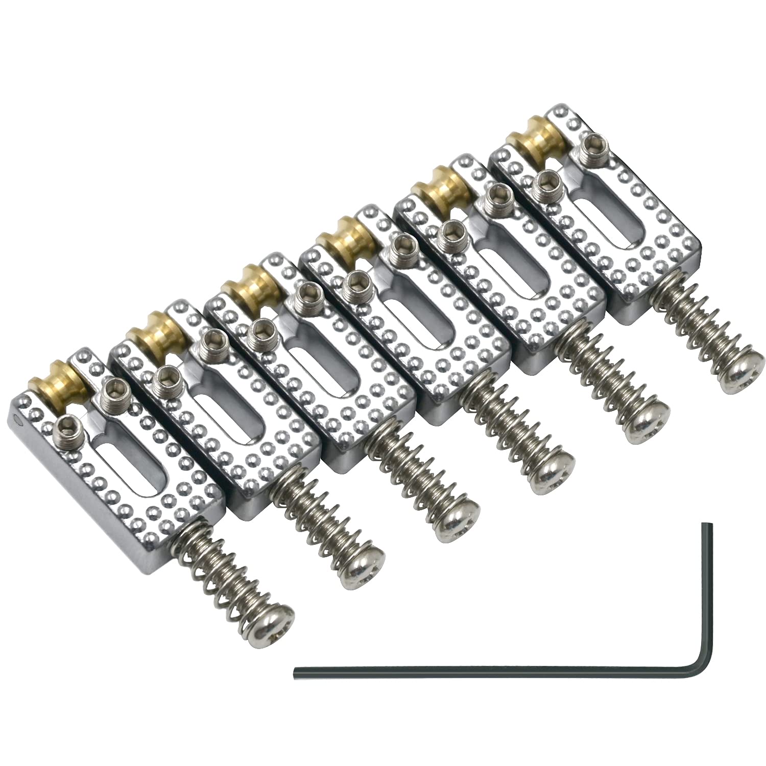 6 Roller Guitar Bridge Saddles - 10.5mm Chrome Tremolo Saddles for Fender Strat & Tele Electric Guitar Replacement | Modern Style Upgrade for Smooth String Action & Stable Tuning | Perfect for Rock, Blues & Stage Performances