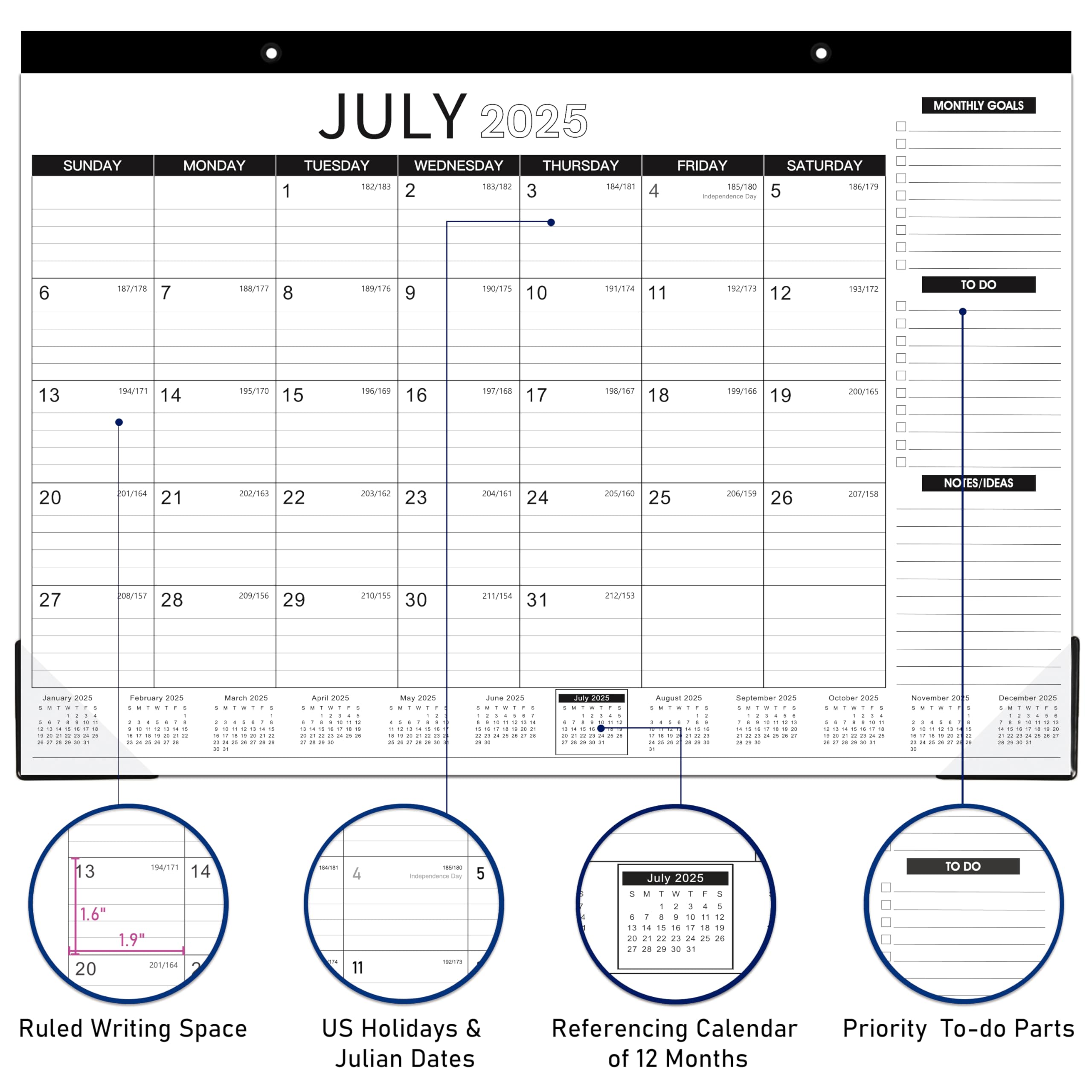 2025-2026 Desk Calendar | 18-Month Planner (July 2025 - December 2026) | 2-in-1 Desktop & Wall Calendar | 17
